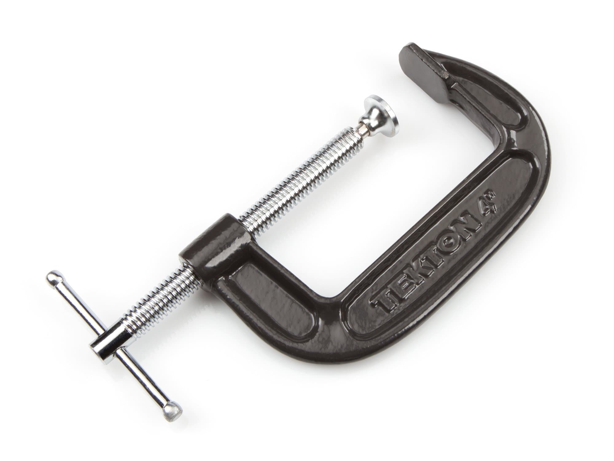 TEKTON 4-Inch Malleable Iron C-Clamp, 4-Inch Jaw Opening, 2-1/8-Inch Throat Depth | 4017