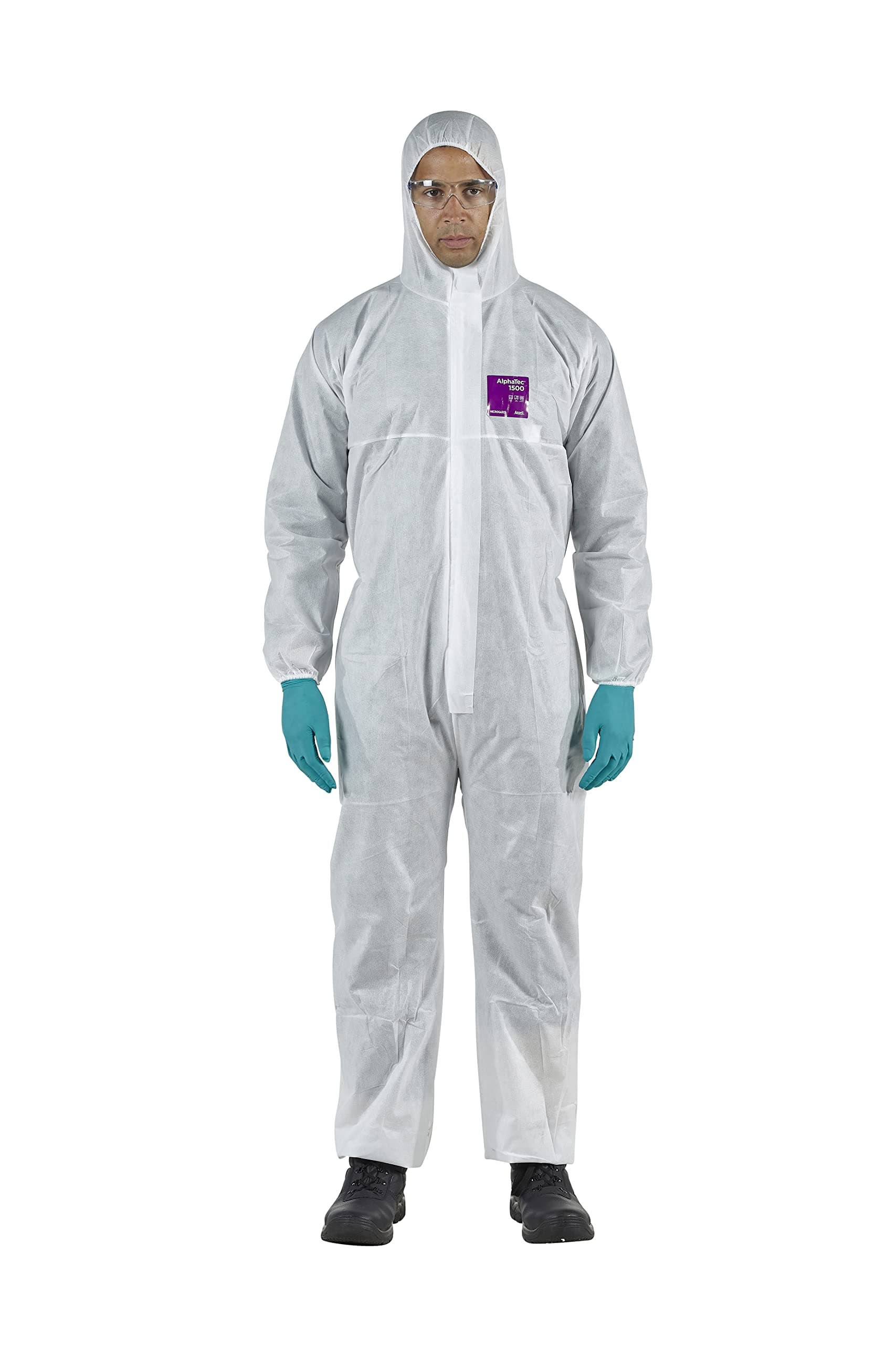AlphaTec Bodysuit, Disposable Work Overall with Hood, Chemical Protection, Industrial Safety Workwear, Men Women (1 Unit)
