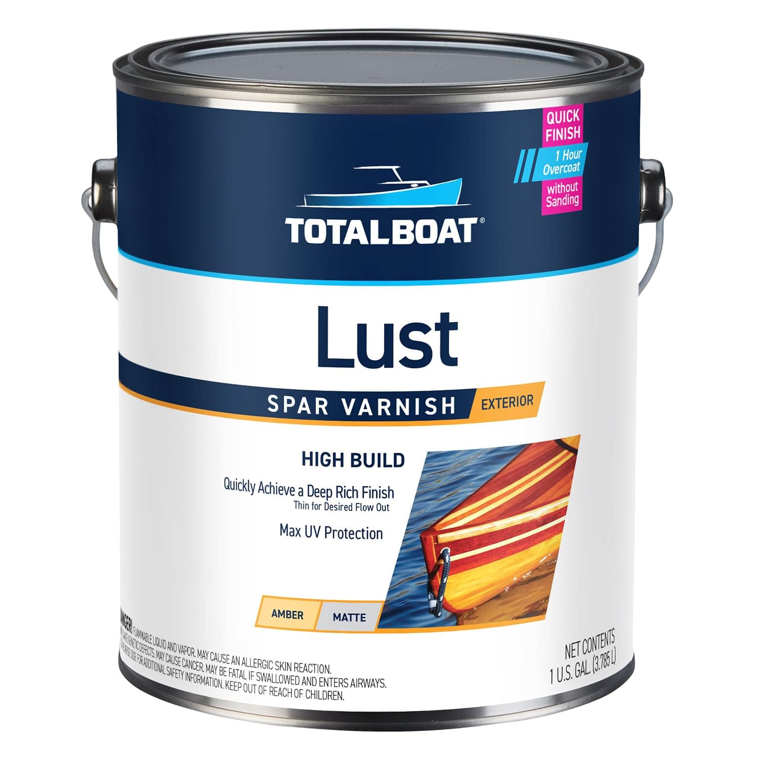 Lust Marine Varnish, High Gloss and Matte Finish for Wood, Boats, Outdoor Furniture (Matte, Gallon)