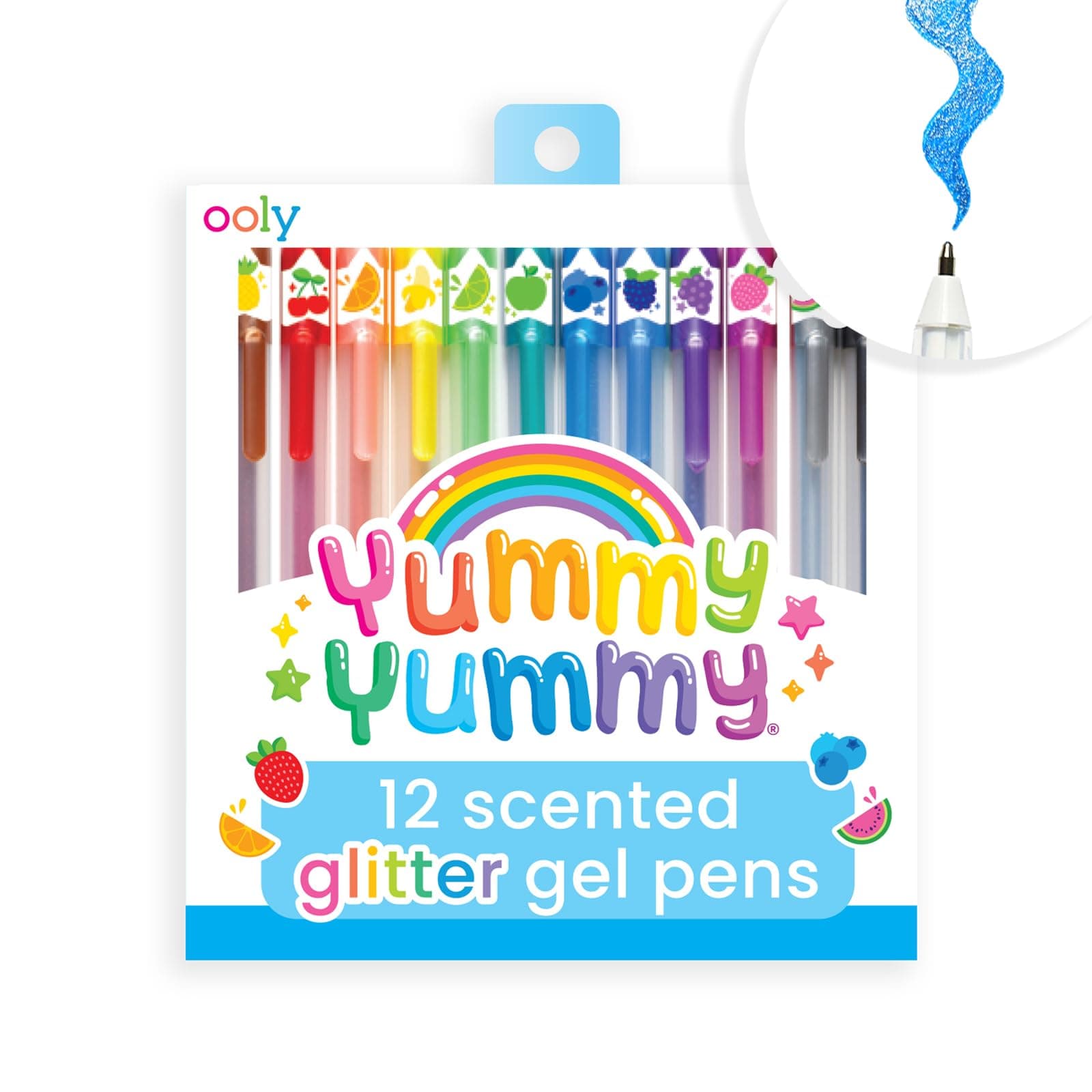 Ooly Scented Yummy Yummy Glitter Gel Pens Set of 12-1.00mm NIB Scented Glitter Pens for Kids and Adults, Art and Stationery Supplies