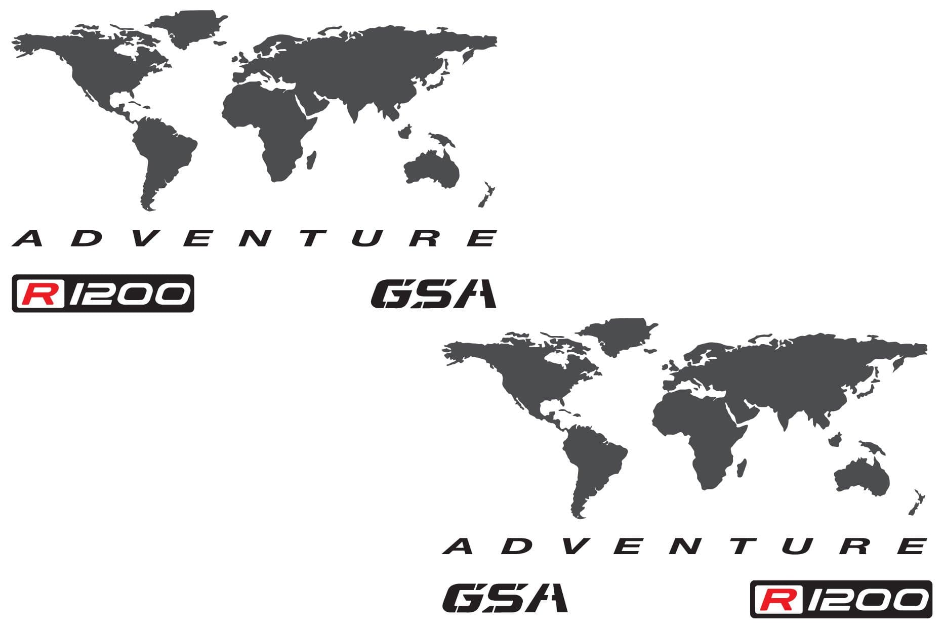 gs000033b Adventure Motorcycle Decal Kit "World Adventure Map" for BMW R1200 GS Touratech Panniers