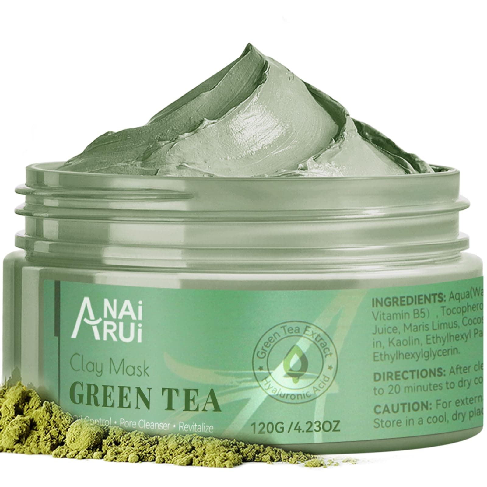 Green Tea Mask, Clay Mask for Poreless Deep Cleanse, Green Tea Face Mask Blackhead Remover with Kaolin, Aloe, Collagen, Pore Minimizer, Hydrating, Moisturizing