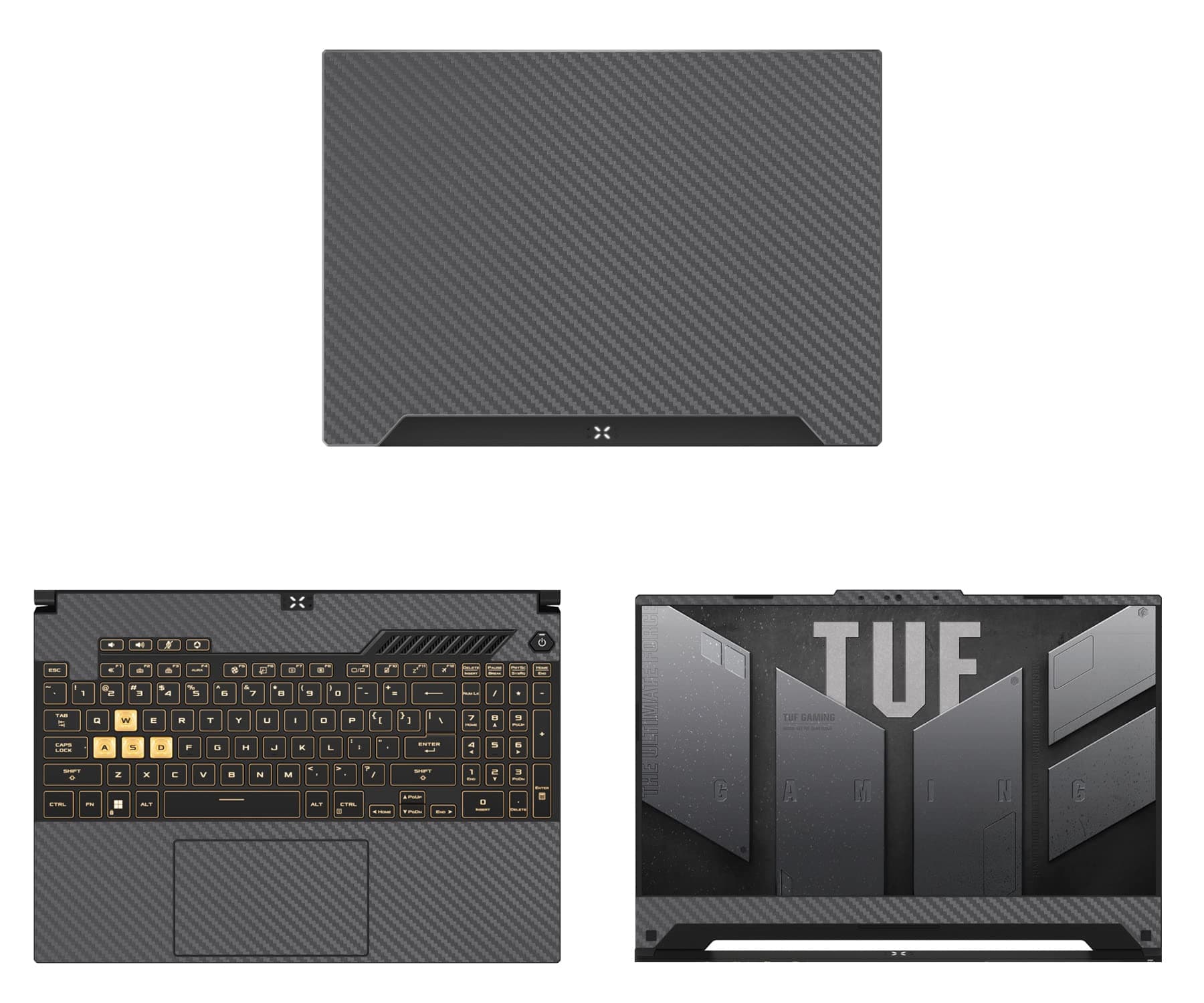 Decalrus - Protective Decal for The ASUS TUF Gaming F15 FX507 (15.6" Screen) Laptop Grey Carbon Fiber Vinyl Cover wrap CFasusTtuf_FX507Grey