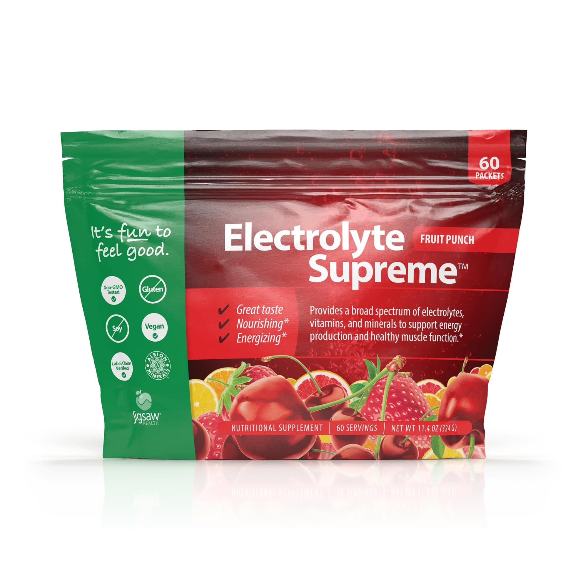 Electrolyte Supreme - Broad Spectrum of Electrolytes + Trace Minerals - 60 Servings (60 Servings Packets, Fruit Punch)
