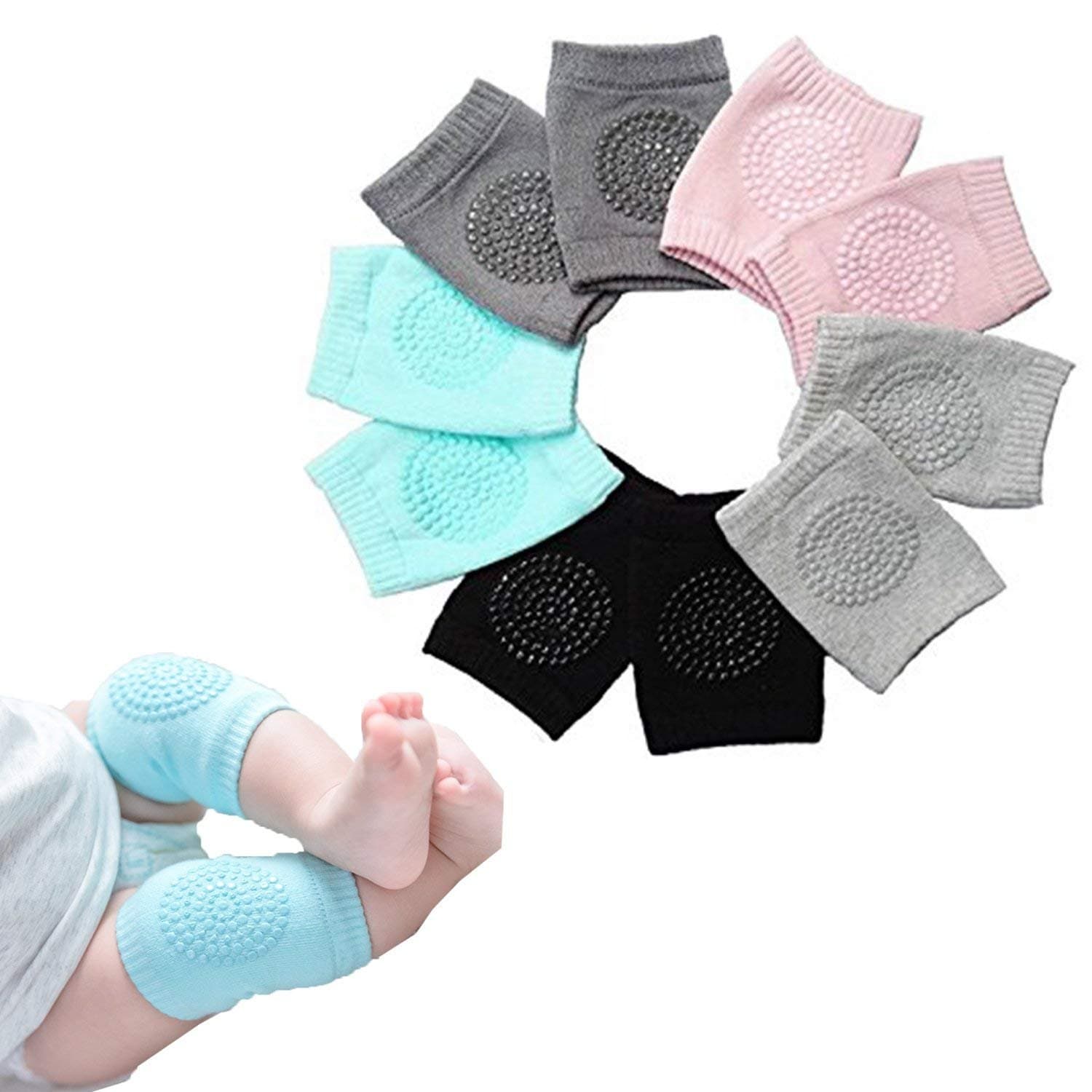 Baby Crawling Anti Slip High Elastic Sponge Knee Pads - 5 Pairs