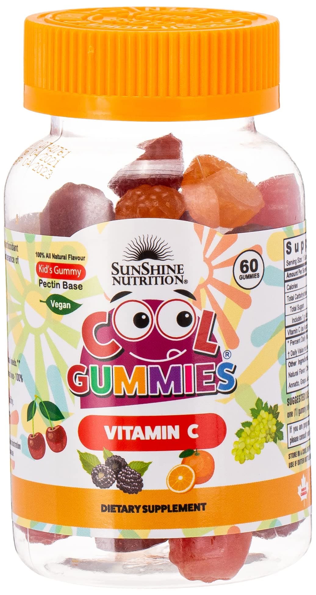 Cool Gummies With Vitamin C For Kids, 60 Gummies | 100% All Natural Flavor | Gluten Free
