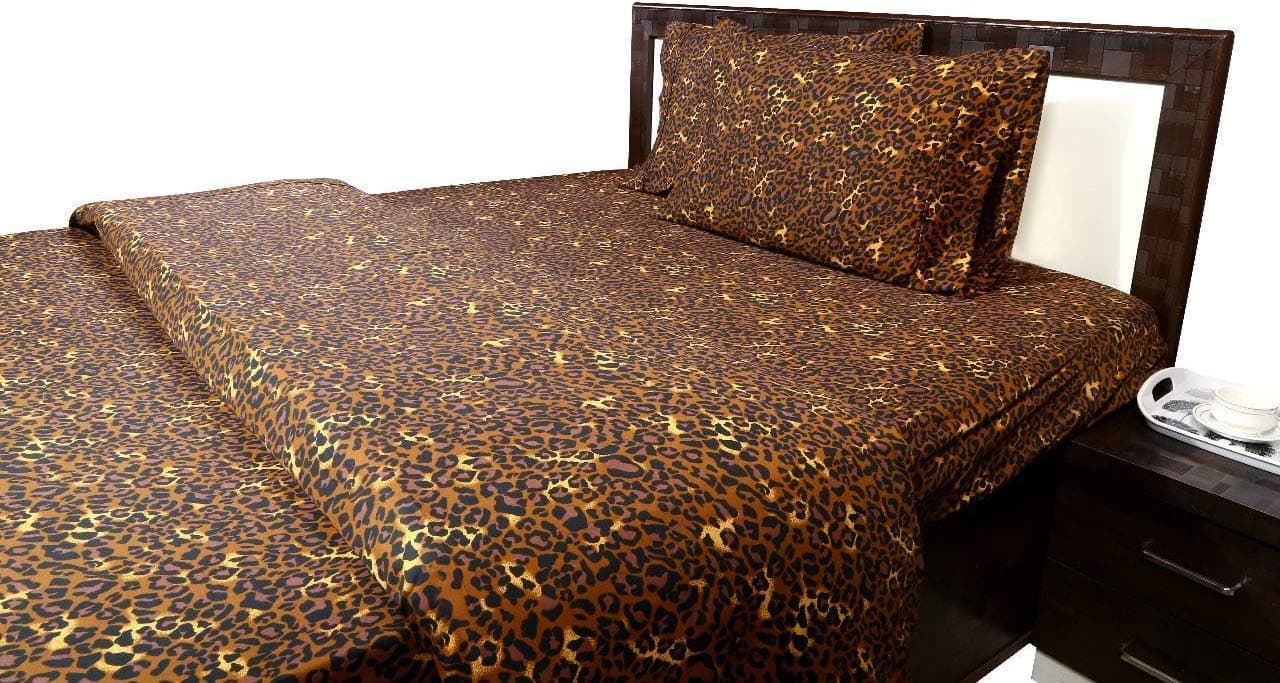 Rajlinen Leopard Print Duvet Covers Twin Size Egyptian Cotton 650-Thread-Count Soft Duvet Cover Set 3 Pieces with Zipper Closure, 1 Duvet Cover and 2 Pillow Cases