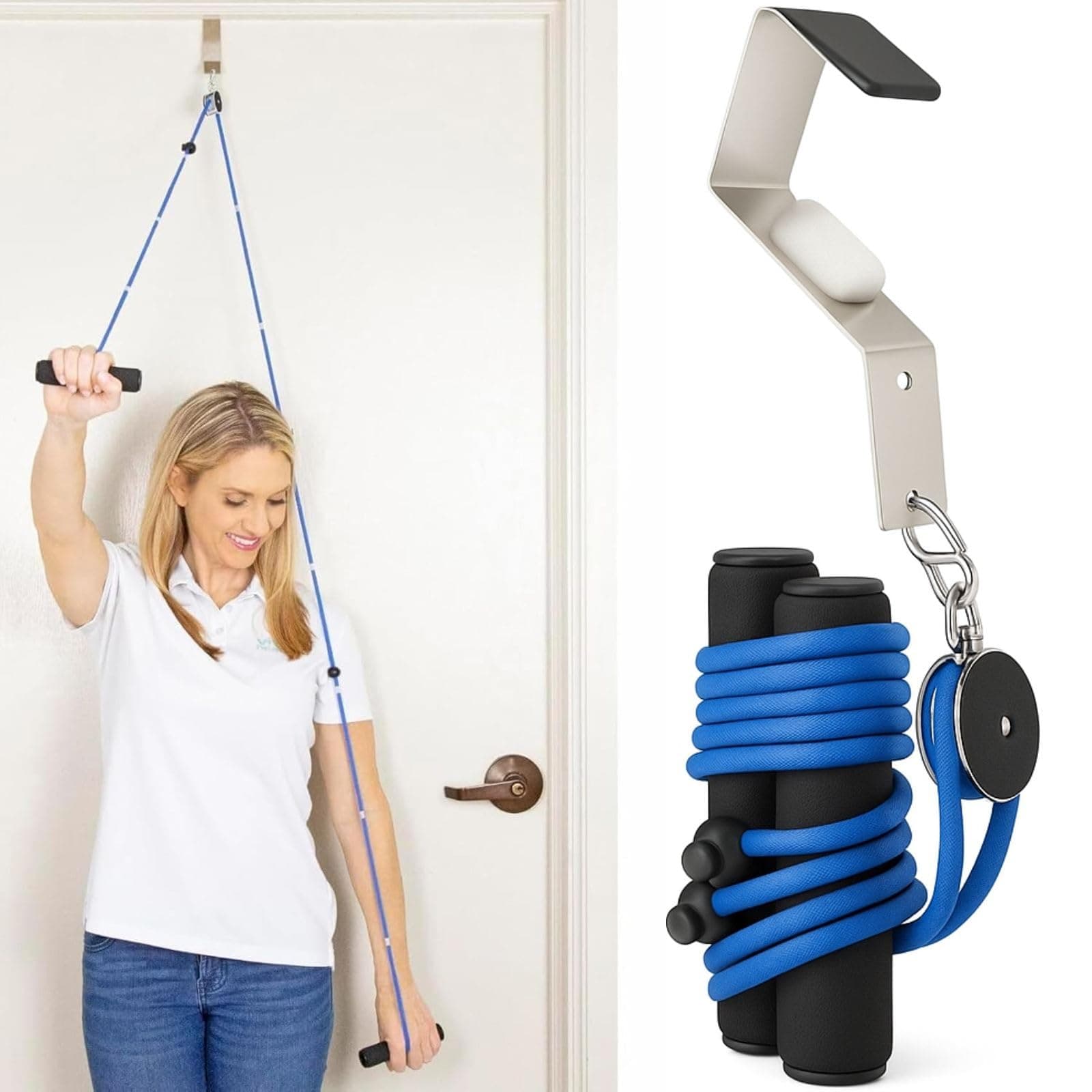 Vive Shoulder Pulley Over Door Rehab Exerciser For Rotator Cuff Rehab Arm Rehabilitation Exercise System For Frozen Shoulder Physical Therapy Flexibility Stretching Strengthener Range Of Motion Blue