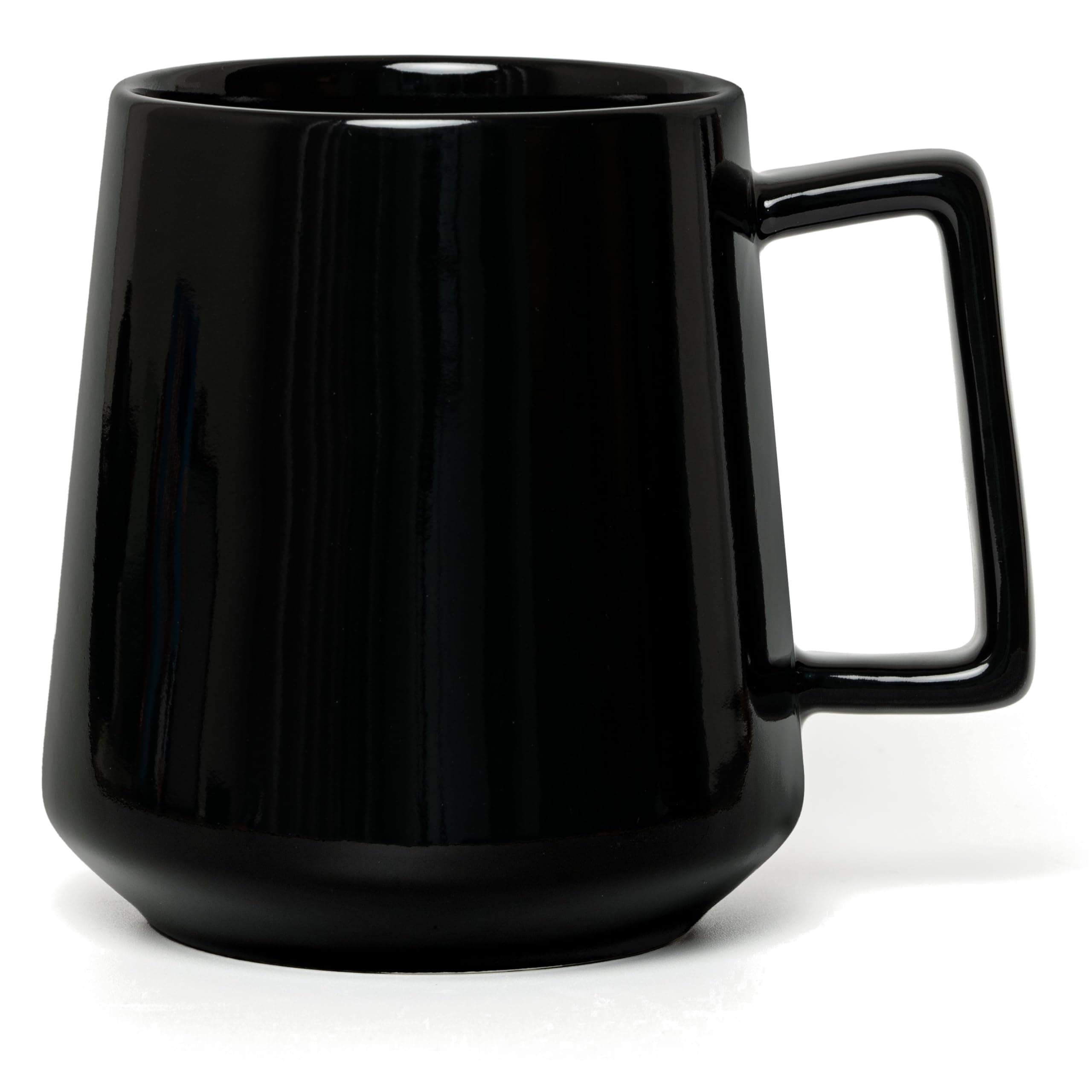 - Glossy Finish Sleek Modern Design 16 Fluid Ounces Black Mug (1 Mug) - Stain Free - Thick Grade A Quality Ceramic โ Foam Box Packaging