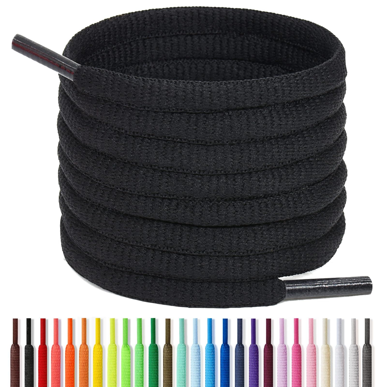 1/4" Oval Athletic Shoelaces 24"-72" in 22 Colors Half Round Shoe Laces