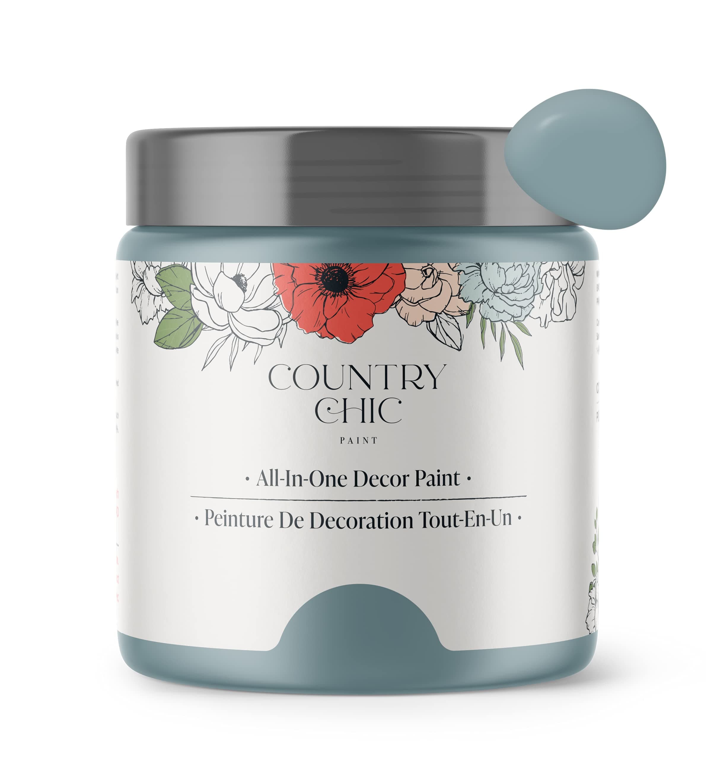 Country Chic All-in-One Chalk Paint for Furniture, Cabinets, Home Decor, Eco-Friendly, Matte Finish, Built-In Primer & Top Coat for Wood, Metal - Nightfall (Blue) - Pint 16 oz (475 ml)