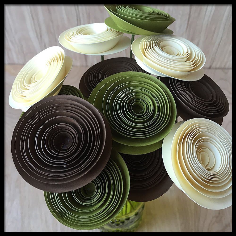 Handmade Paper Flowers Bouquet, Earth Tone Mix