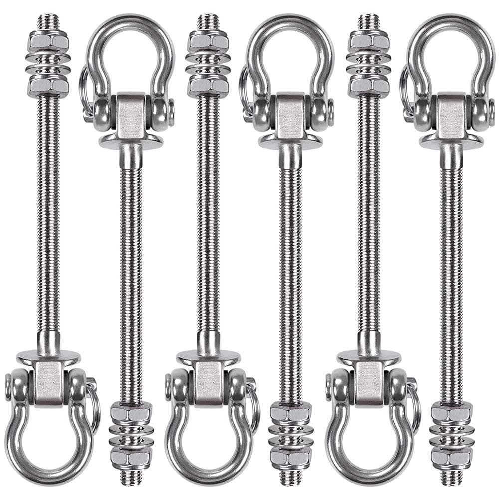 6Pcs Wood Beam & I-Beam Hanger, Permanent Antirust Stainless Steel Heavy Duty Swing Hooks, Yoga Hammock Chair Sandbag, Swing Sets Hardware, 180° Swing, 7" x M2/5"