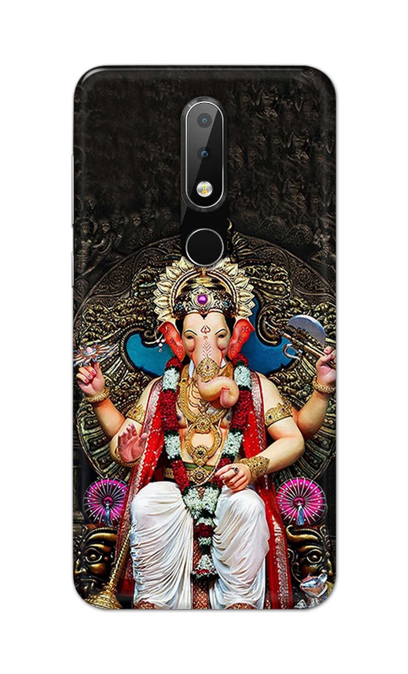 PRINTFIDAA Lord Ganesh Bappa Moriya Vinayaka Printed Designer Hard Back Case Cover for Nokia 6.1 Plus (5.8") -(YG) MVN1010