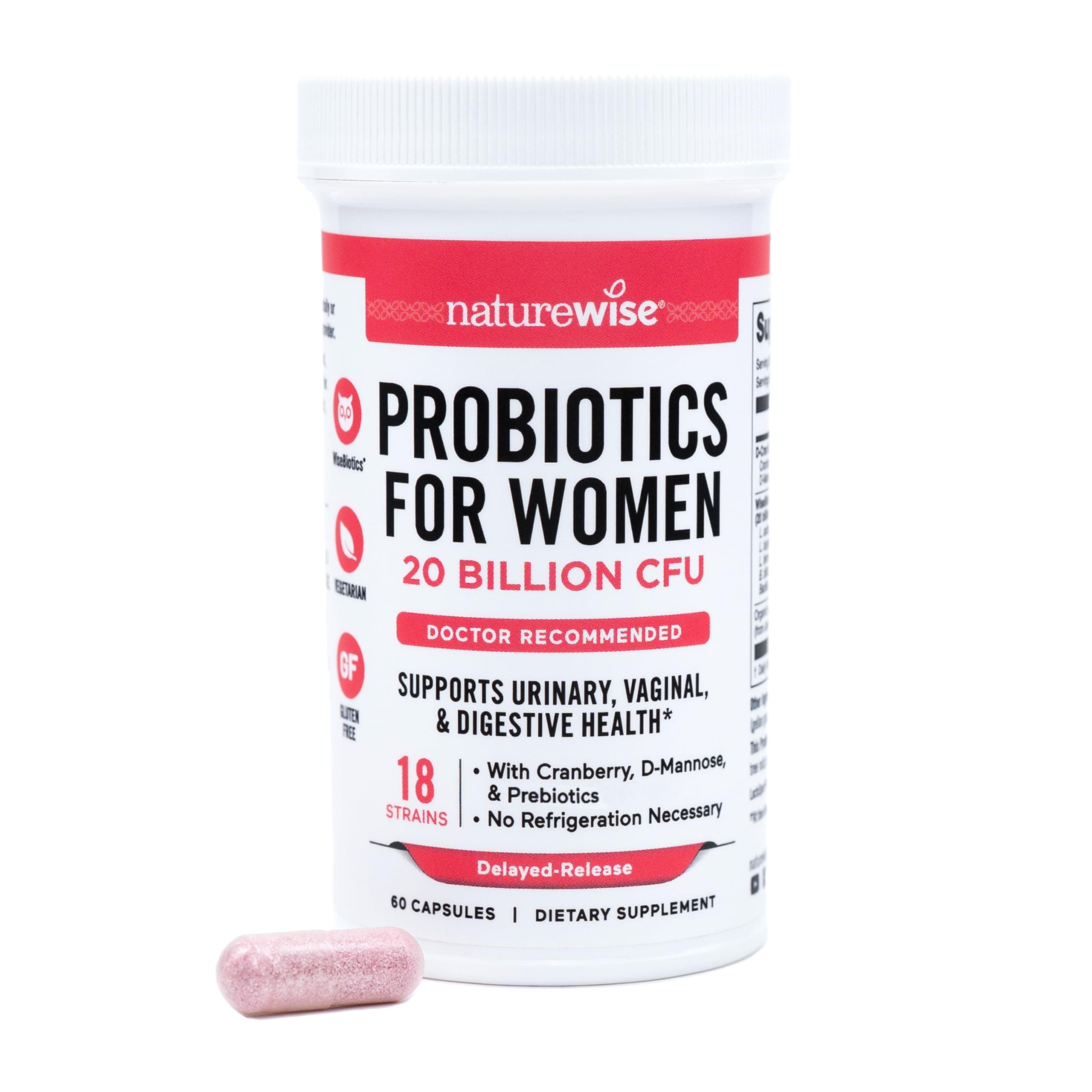 NatureWise Probiotics for Women | Time-Release Probiotic Supplement Comparable to 90 Billion CFU | Cranberry & D Mannose for l, Urinary, Digestive & Immune Health (Packaging May Vary) [1 Month]