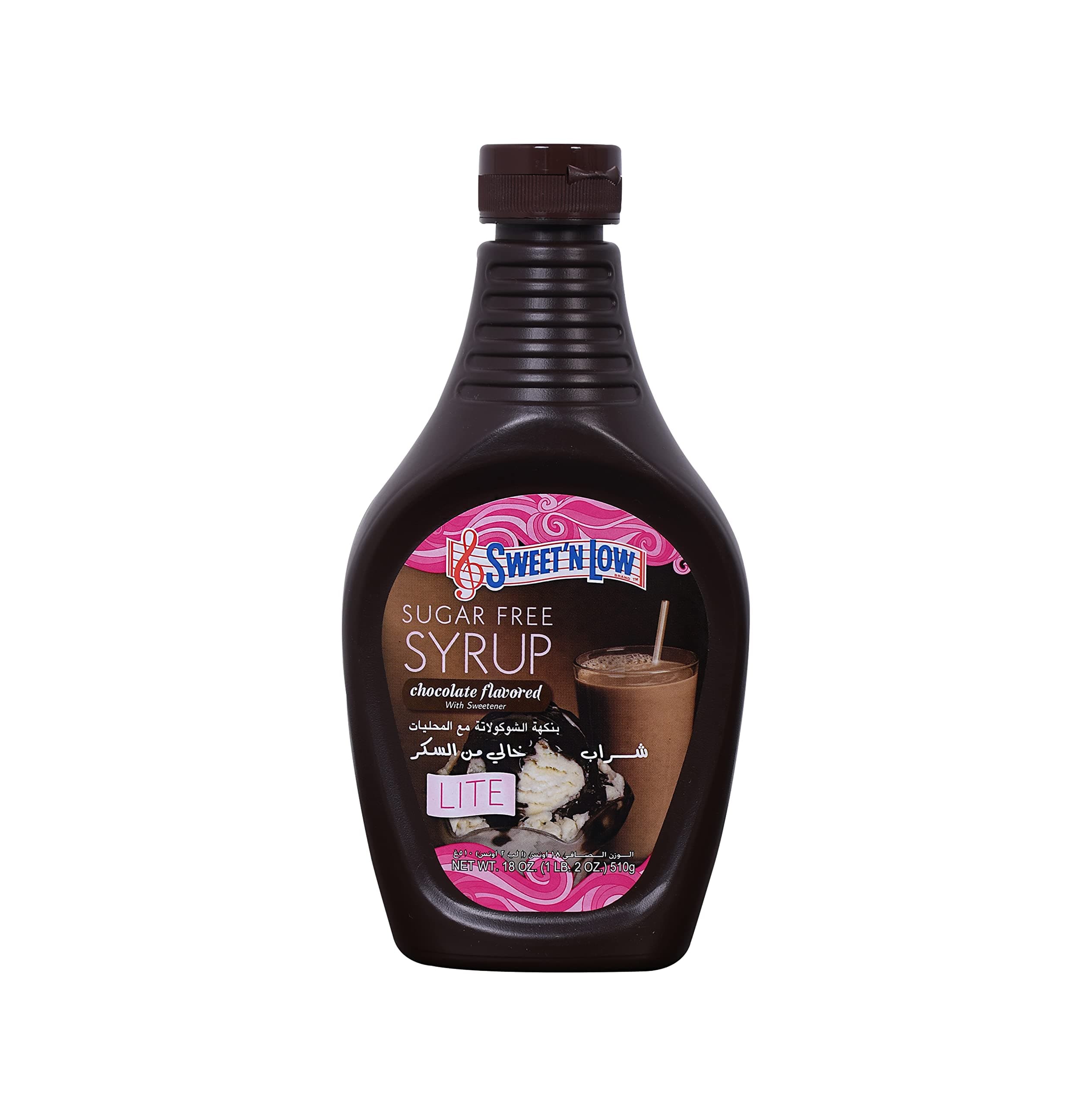 Sweet'N Low Sugar-Free Chocolate Flavored Syrup, 510g (18oz) - Zero Sugar & Low Calorie Dessert Topping, Diabetic Friendly & Gluten-Free Chocolate Drizzle for Ice Cream, Milk, and Baking