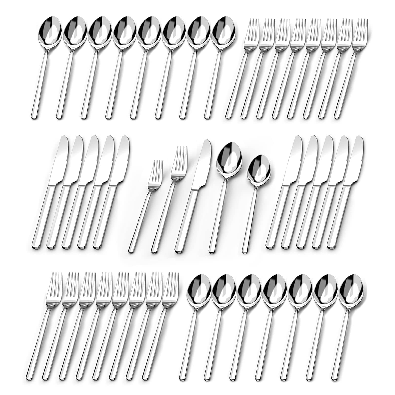 Silverware Sets, 60 Piece Flatware Set for 12, 18/10 Stainless Steel Cutlery Set Mirror Polished Modern Design Dishwasher Safe