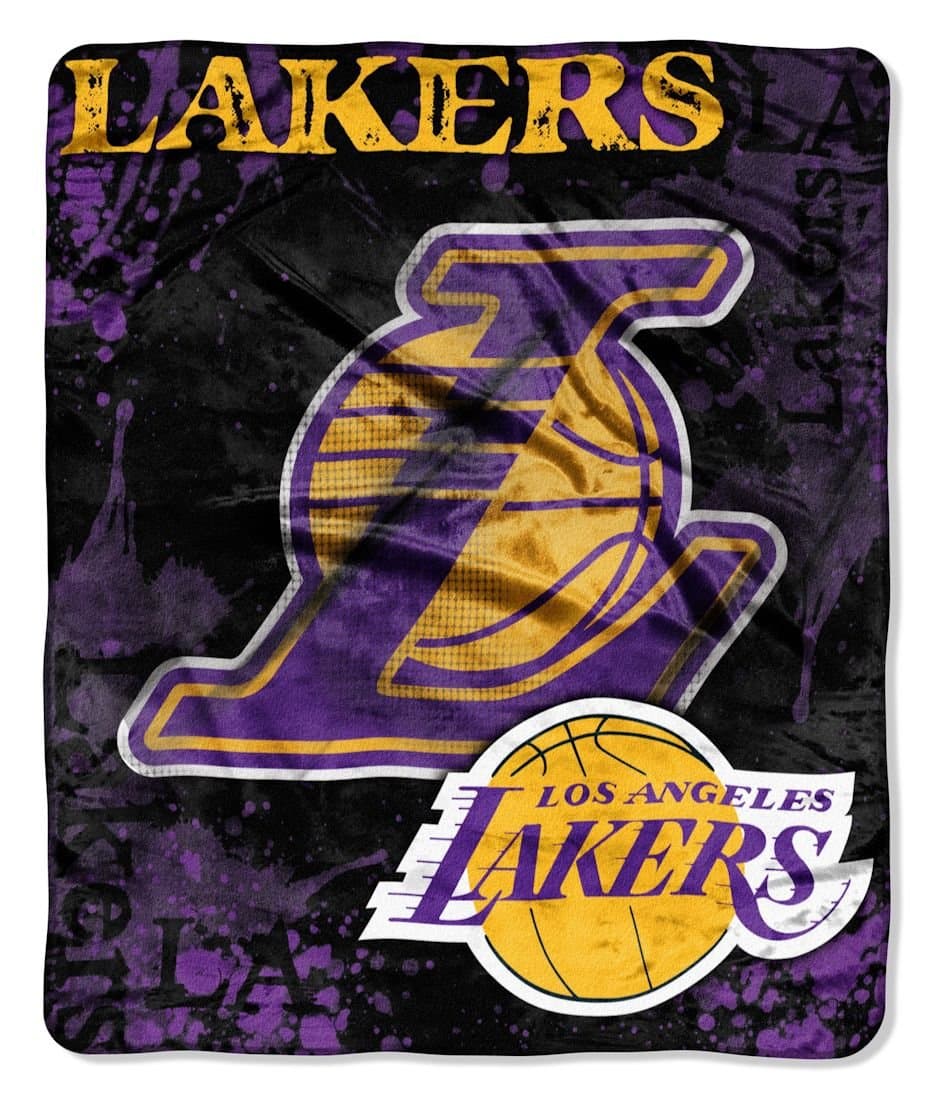 Hall of Fame Memorabilia Los Angeles Lakers 50''x60'' Royal Plush Raschel Throw Blanket - Drop Down Design