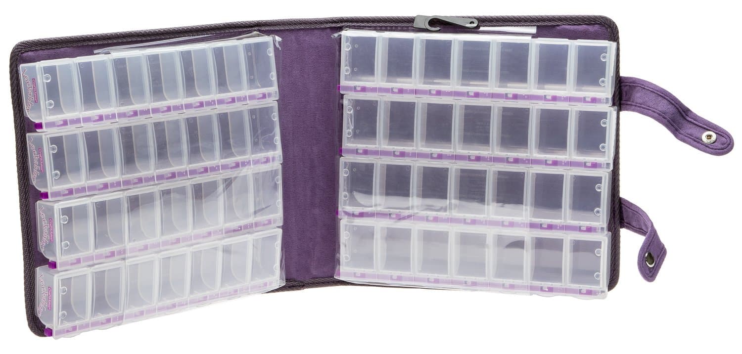Craft Mates Bead Organizer And Plastic Storage Containers For Crafts, Buttons, Pins And More, 56 Locking Compartments, Clear Lids