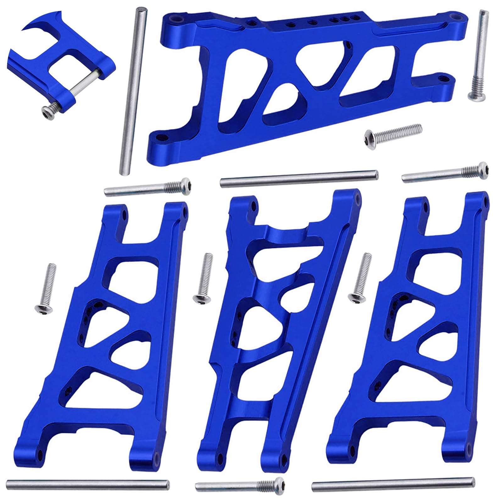 Aluminum Front & Rear Suspension Arms for 1/10 Traxxas Slash 4x4, Stampede 4x4, Rustler 4x4 VXL, Replacement of 3655 Option Hop Ups (4-Pack)