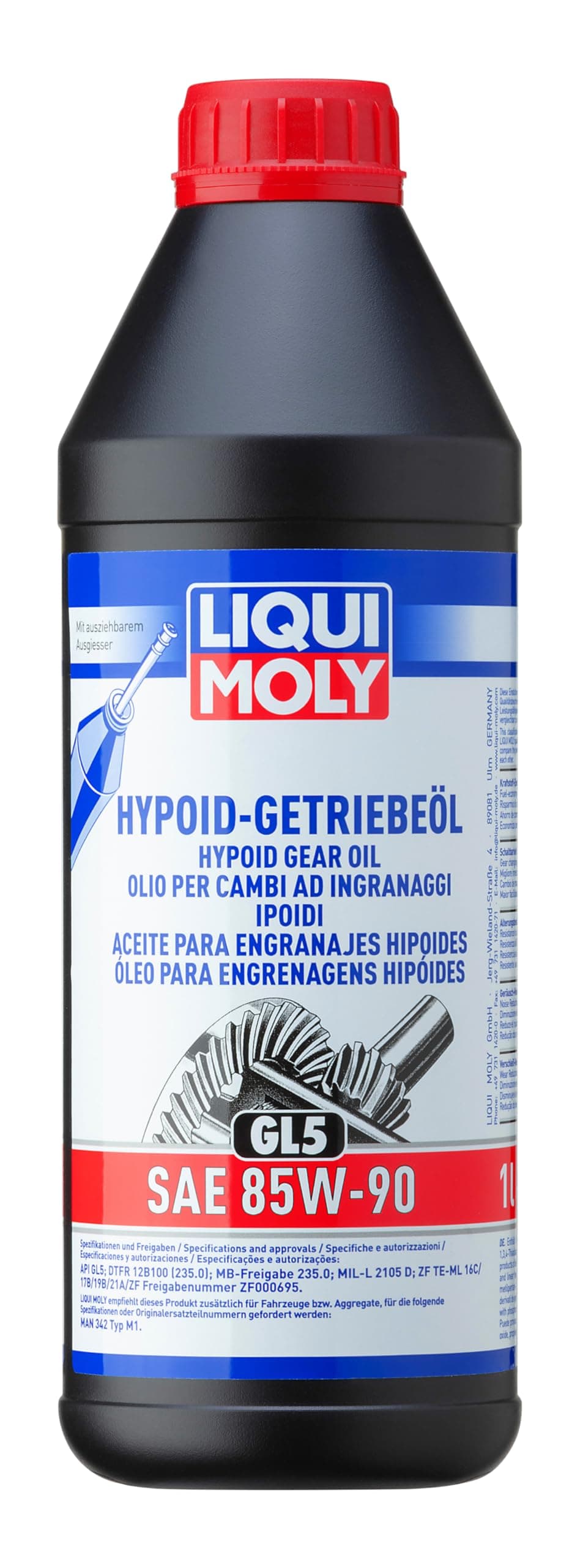 LIQUI MOLY Hypoid Gear Oil (GL5) SAE 85W-90 | 1 L | Gear oil | Hydraulic oil | SKU: 1035