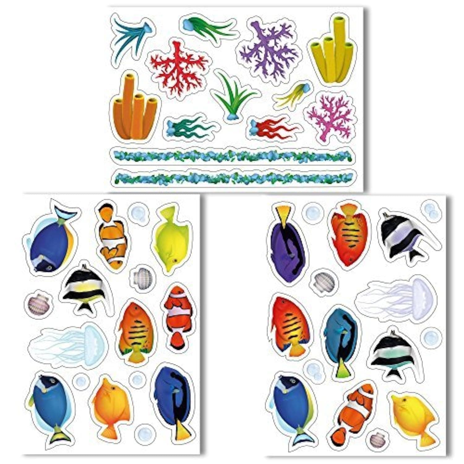 Beautiful Fish Window Clings Lots of Different Varieties - Non-adhesive Stickers Quickly Design a Fish Tank on your Windows