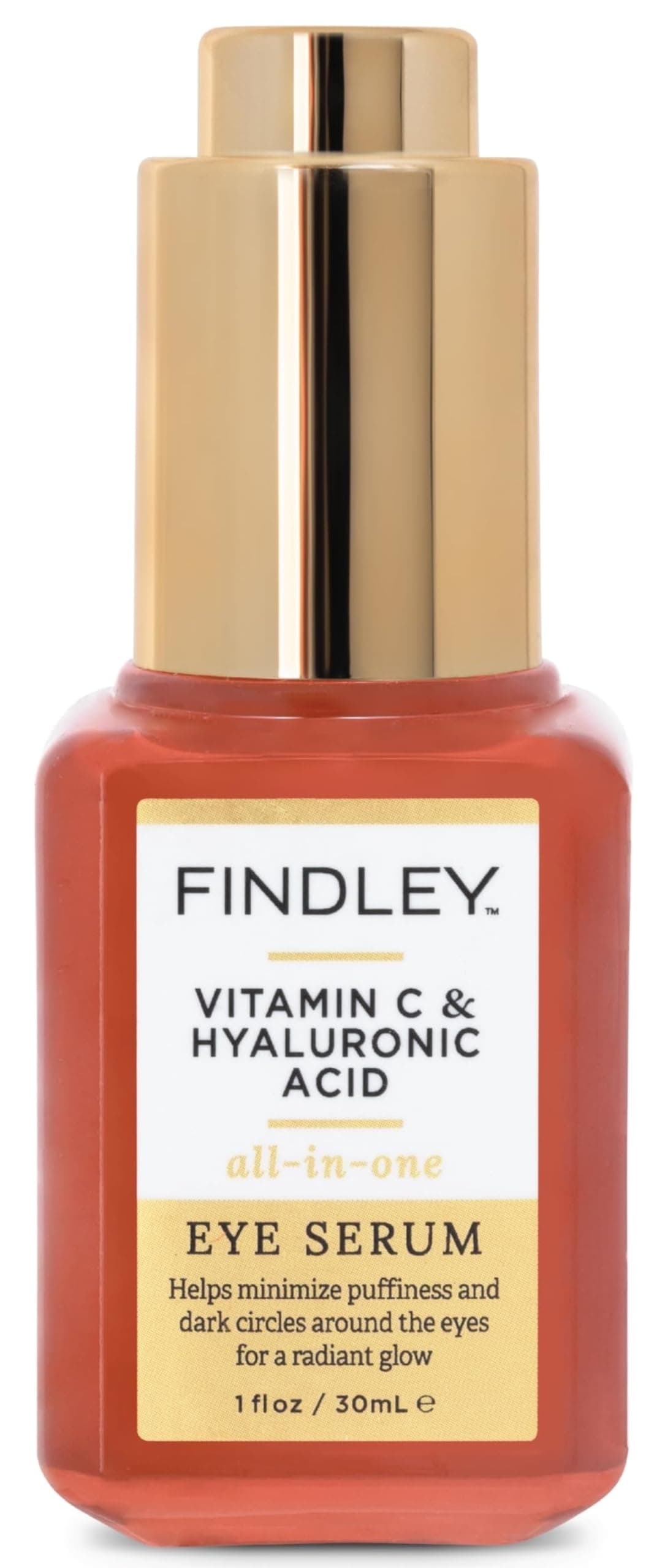 Findley Vitamin C & Hyaluronic Acid All-in-One Eye Serum | Minimizes Puffiness & Dark Circles | Radiant Glow (1 Fl Oz)