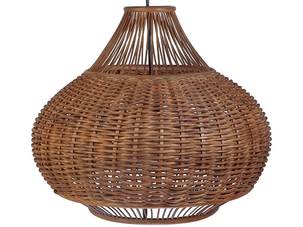 KoubooWicker Pear Pendant Lamp Wicker & Bamboo Ball Pendant Light - Hanging Lamp for Kitchen, Bedroom, Dining Room, 18 inches x 15 inches, Brown