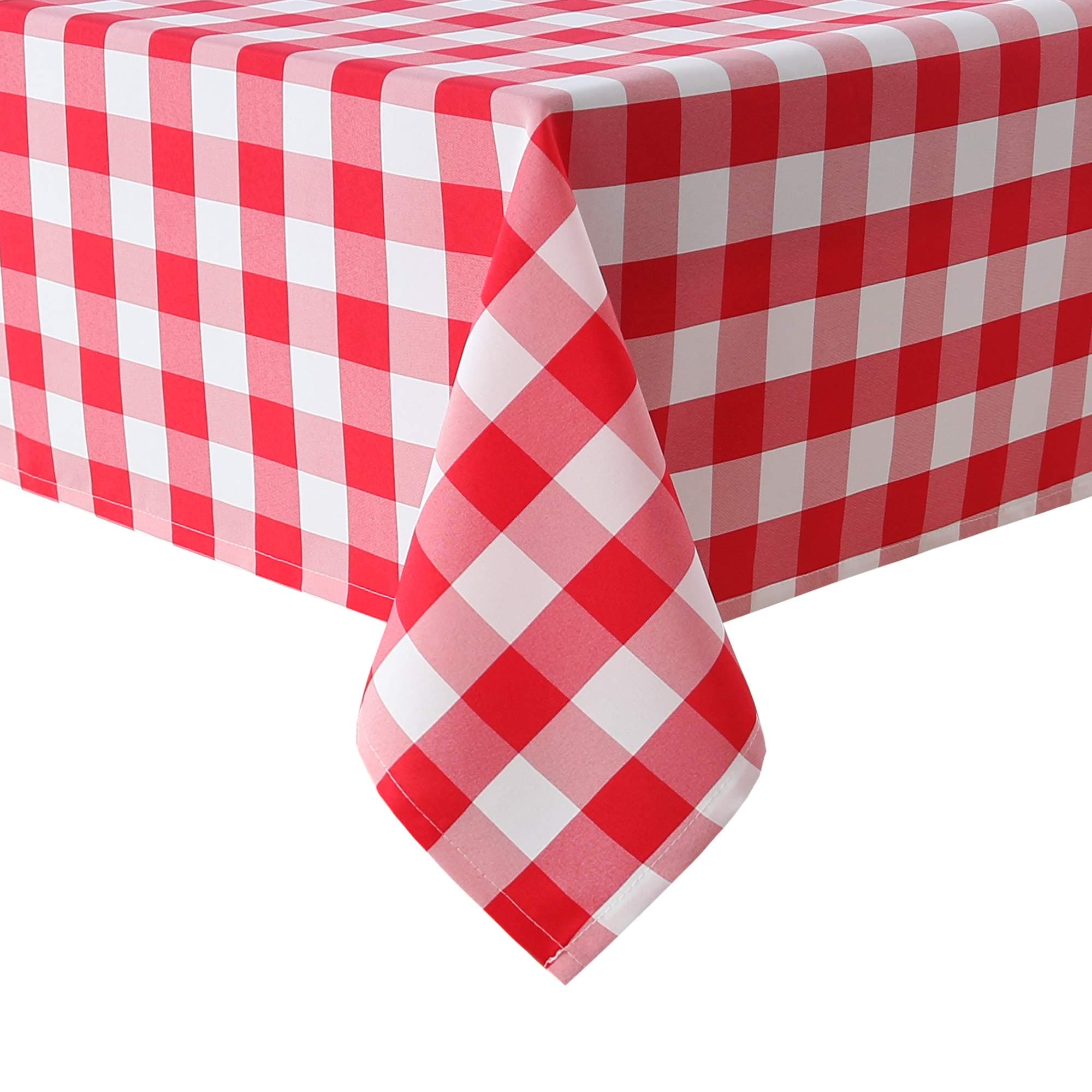 Hiasan Red and White Checkered Tablecloth Square for Outdoor Picnic, Dining,Spring Party - Water Resistant Washable Polyester Plaid Table Cloth, 60 x 60 Inch