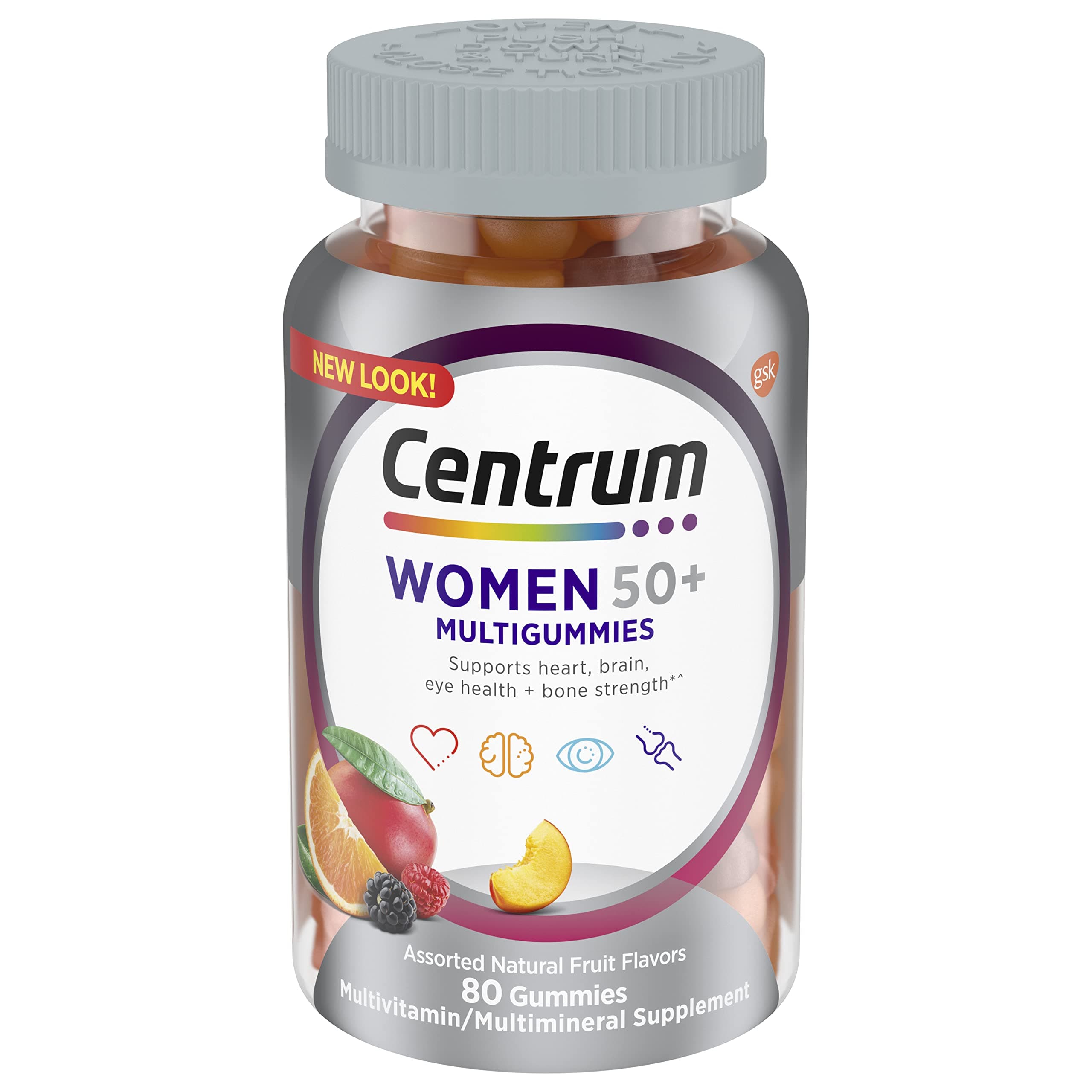 MultiGummies Gummy for Women 50 Plus, with Vitamin D3, B6 and B12, Multivitamin/Multimineral Supplement - 80 Count