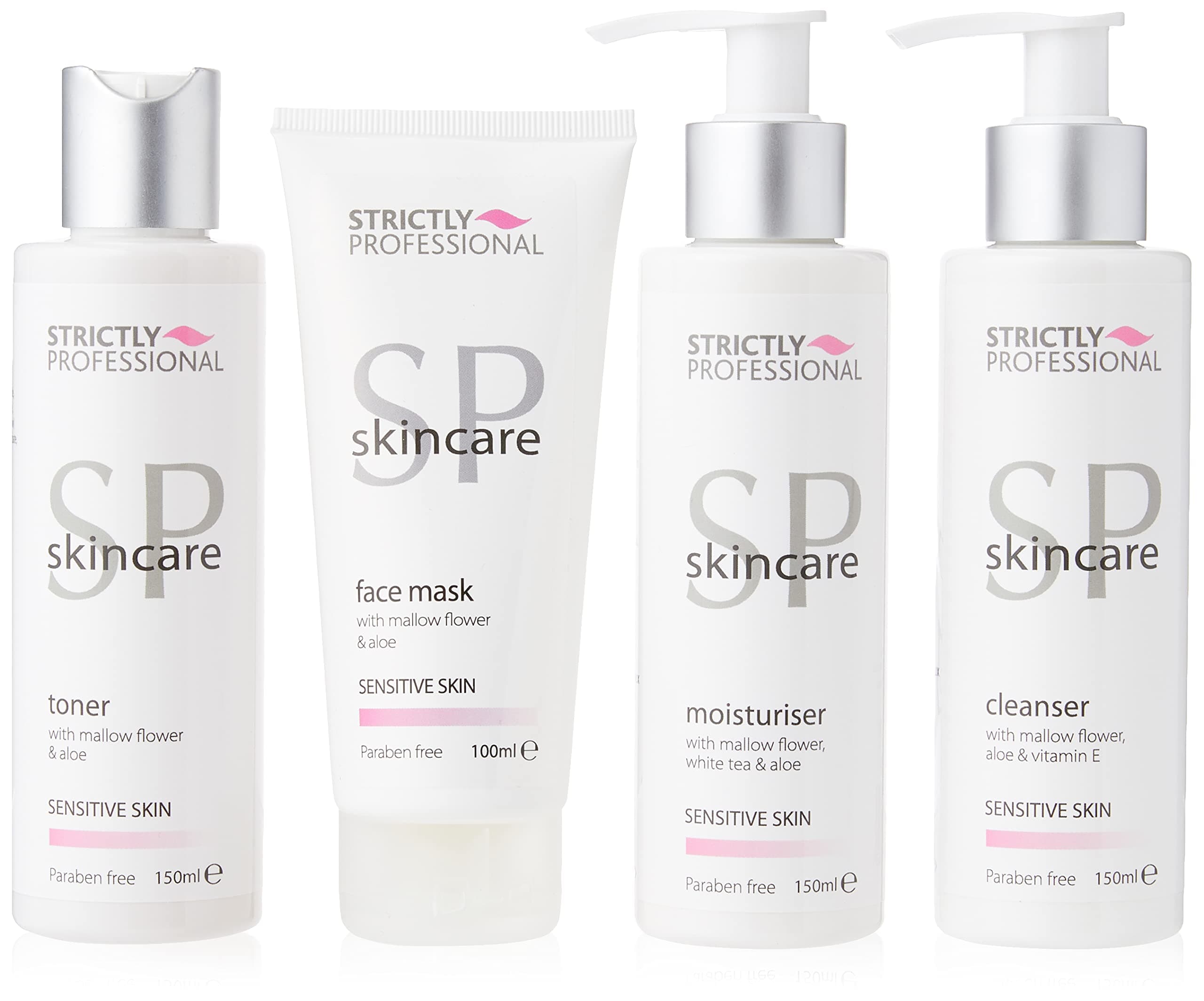 NEW 2016 Strictly Professional Skin Care Kit (Sensitive) with Mallow Flower, Aloe, White Tea & Vitamin E by SP Skincare