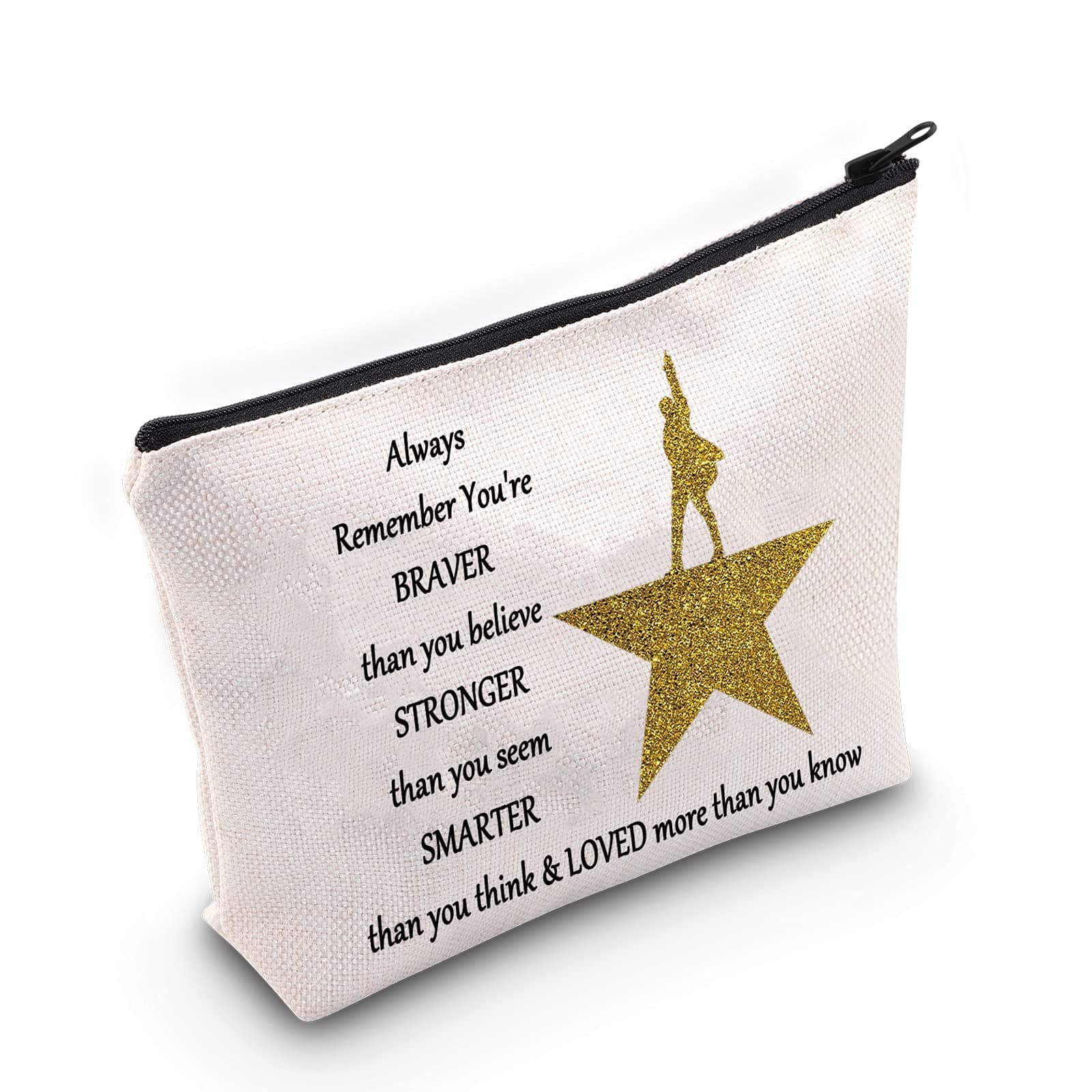 LEVLOMusical Cosmetic Bag Musicals You Are Braver Stronger Smarter Than You Think Theater Makeup Bag (Broad Bag)