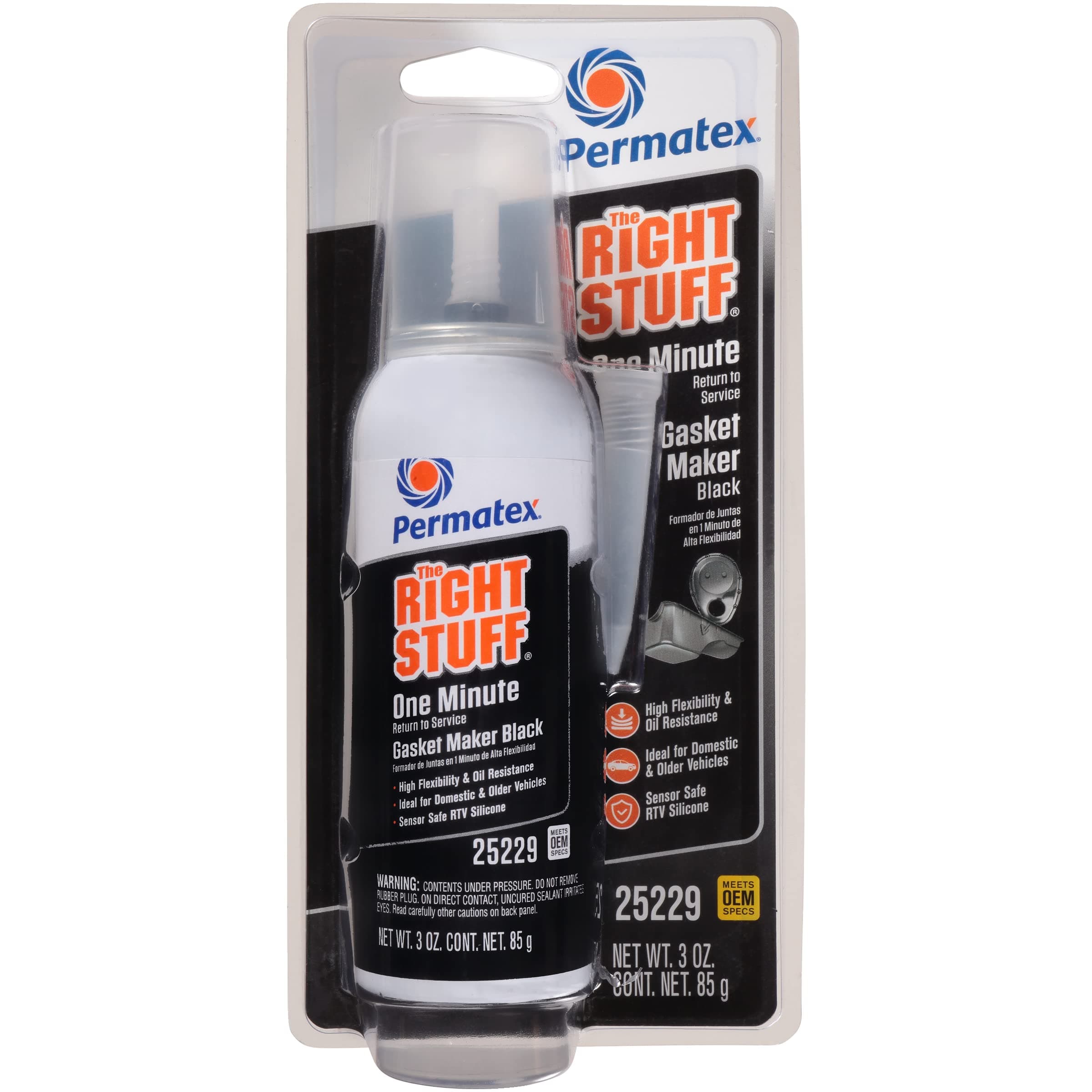 25229 The Right Stuff 1 Minute Black Gasket Maker, 3 oz.