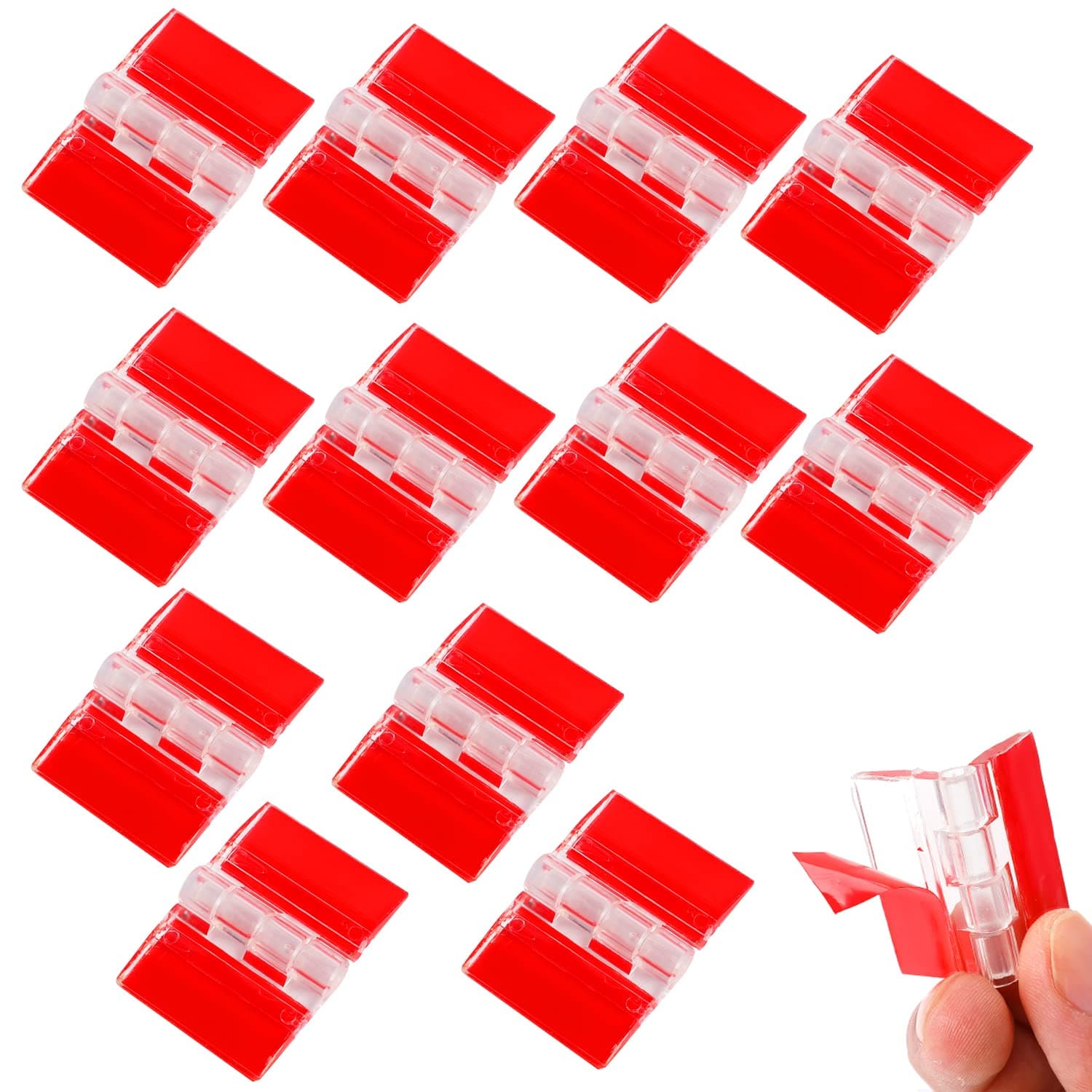 Pack of 12 Hinges Clear Acrylic Hinges Small Transparent Plastic Piano Hinge Self-Adhesive Folding Hinges Tools for Cabinet Drawer Furniture DIY Display Stand 35 x 25 mm