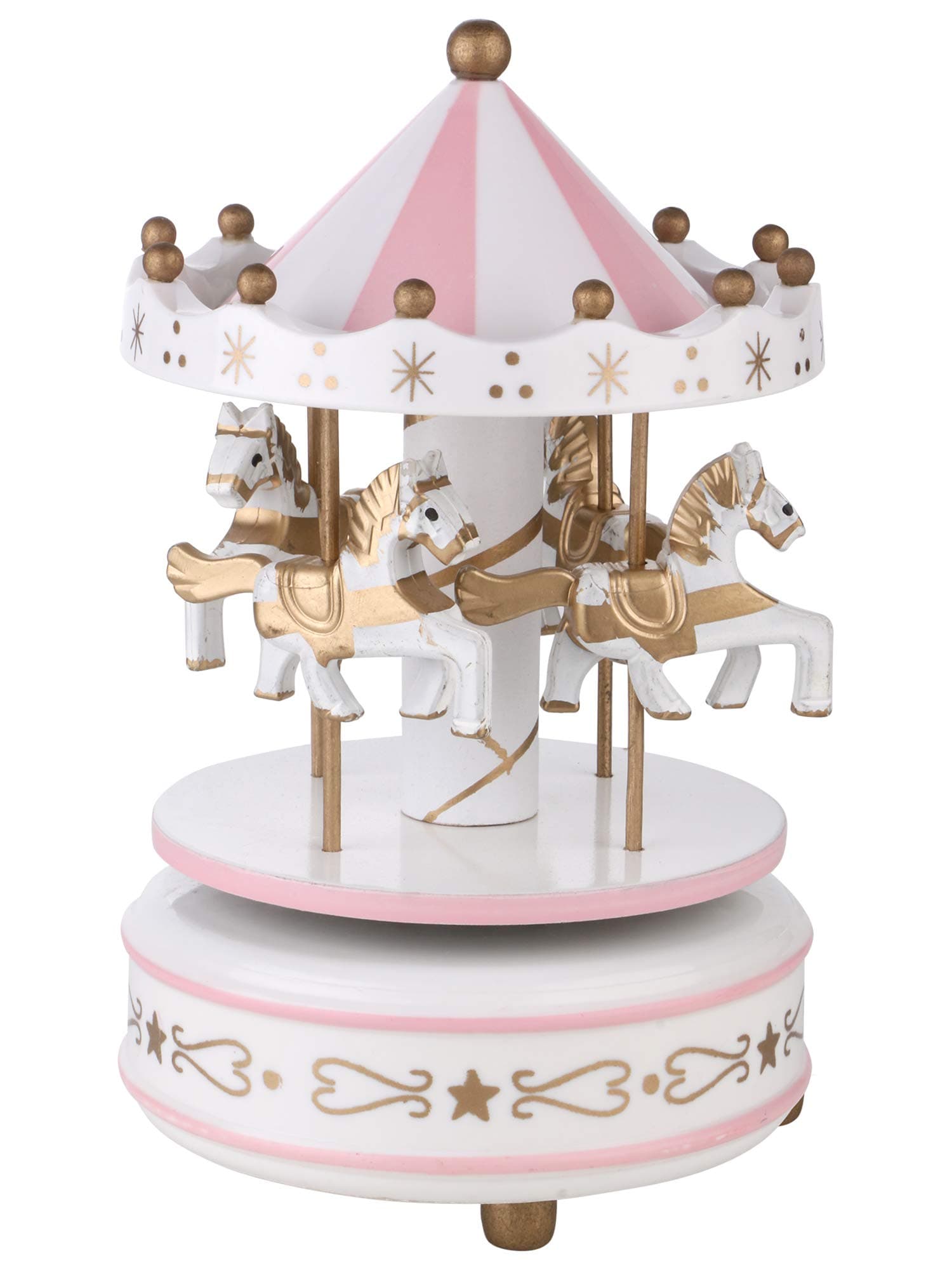 DAISYLIFE™ Musical Carousel Showpiece for Home Decor, Kids Toy, Children Functional Gift (White-Pink)