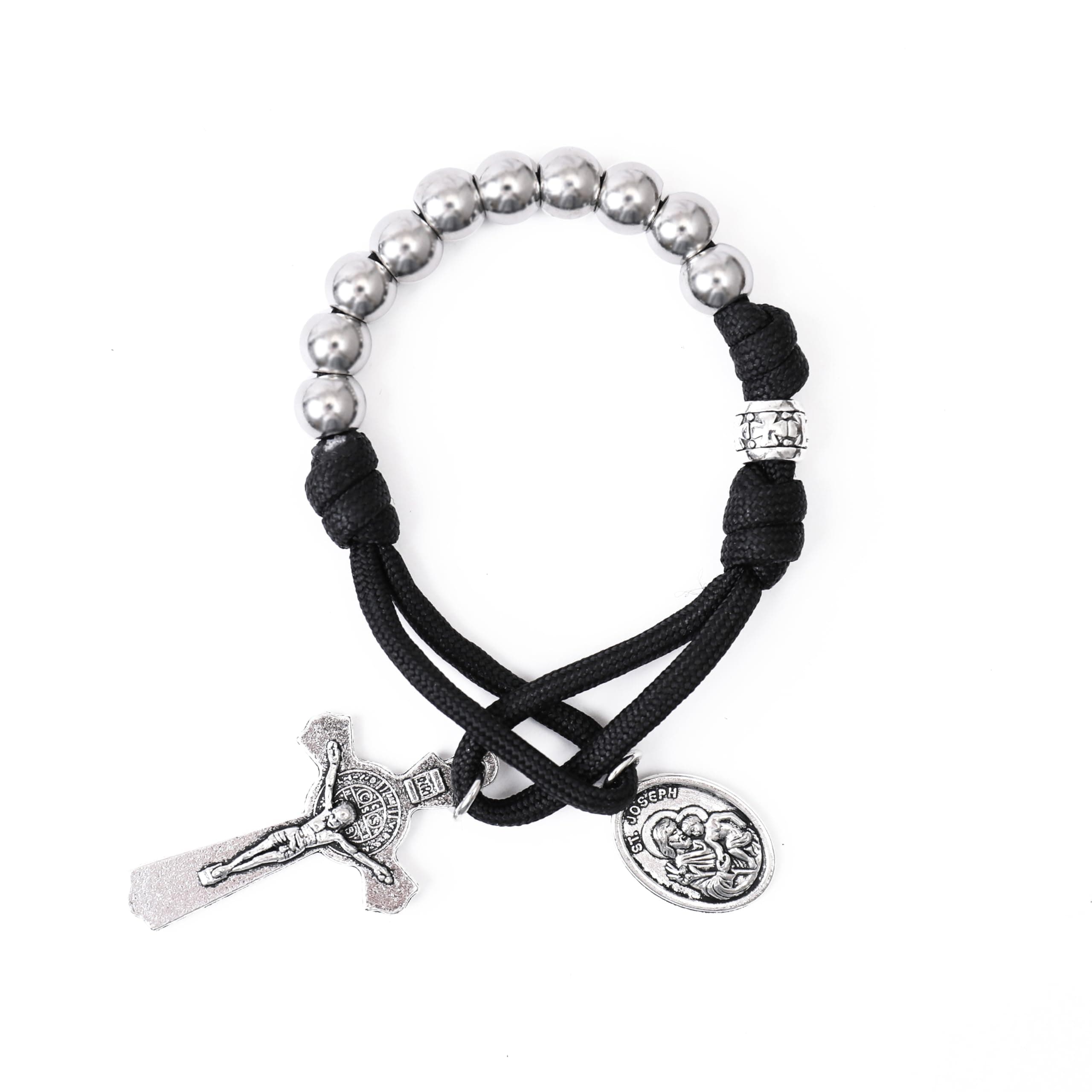 Nazareth Store Strong Military One Decade Paracord Rosary Silver Beads Pocket...