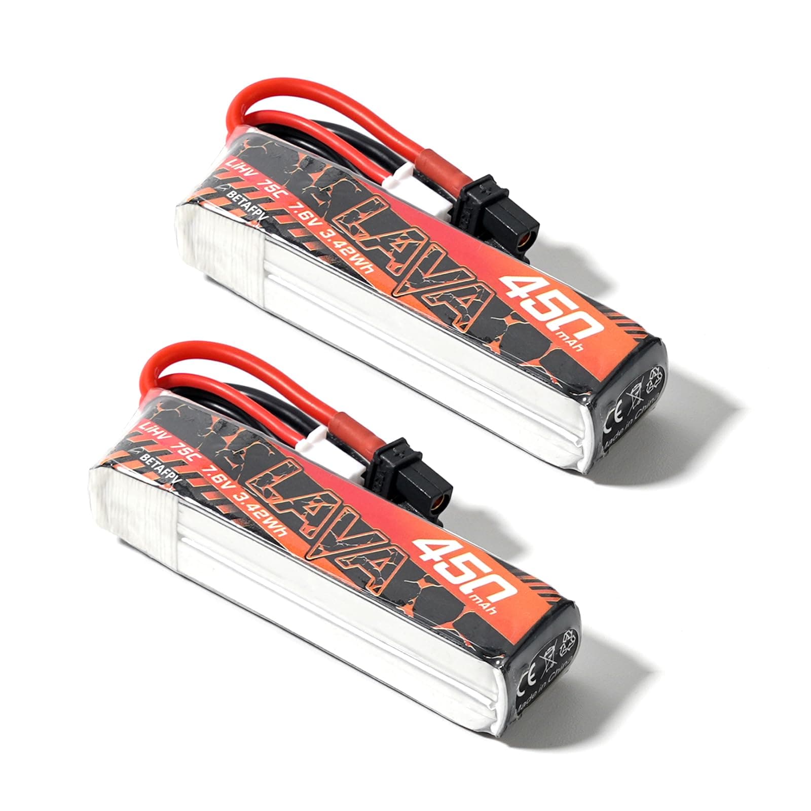 Lava 450mAh 2S 7.6V LiHV 75C FPV Lipo Battery with XT30 Connector, Rechargeable Lipo Battery for 2S FPV Racing Whoop Drone Quadcopter such as Meteor85, Pavo Pico 2S Brushless Drones