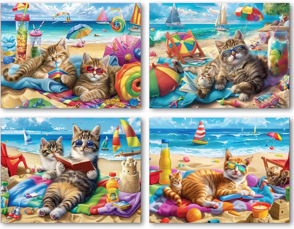 DOTSOPS Diamond Painting Kits Art Adults Painting Kit Crafts DIY 5D Diamond Art Packs Kits Full for Adults Beginner Home Wall Decoration Gift 11.8x15.7 Inches (4 Pack Cat)