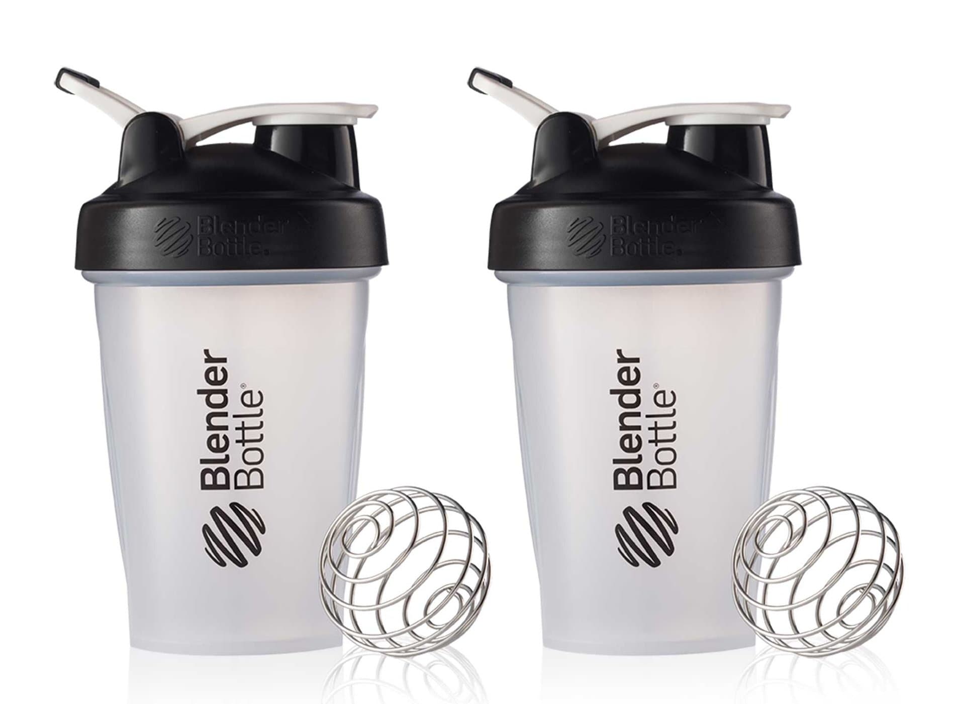 BlenderBottle Classic Loop Top Shaker Cup, 20-Ounce, Black/Clear, Pack of 2