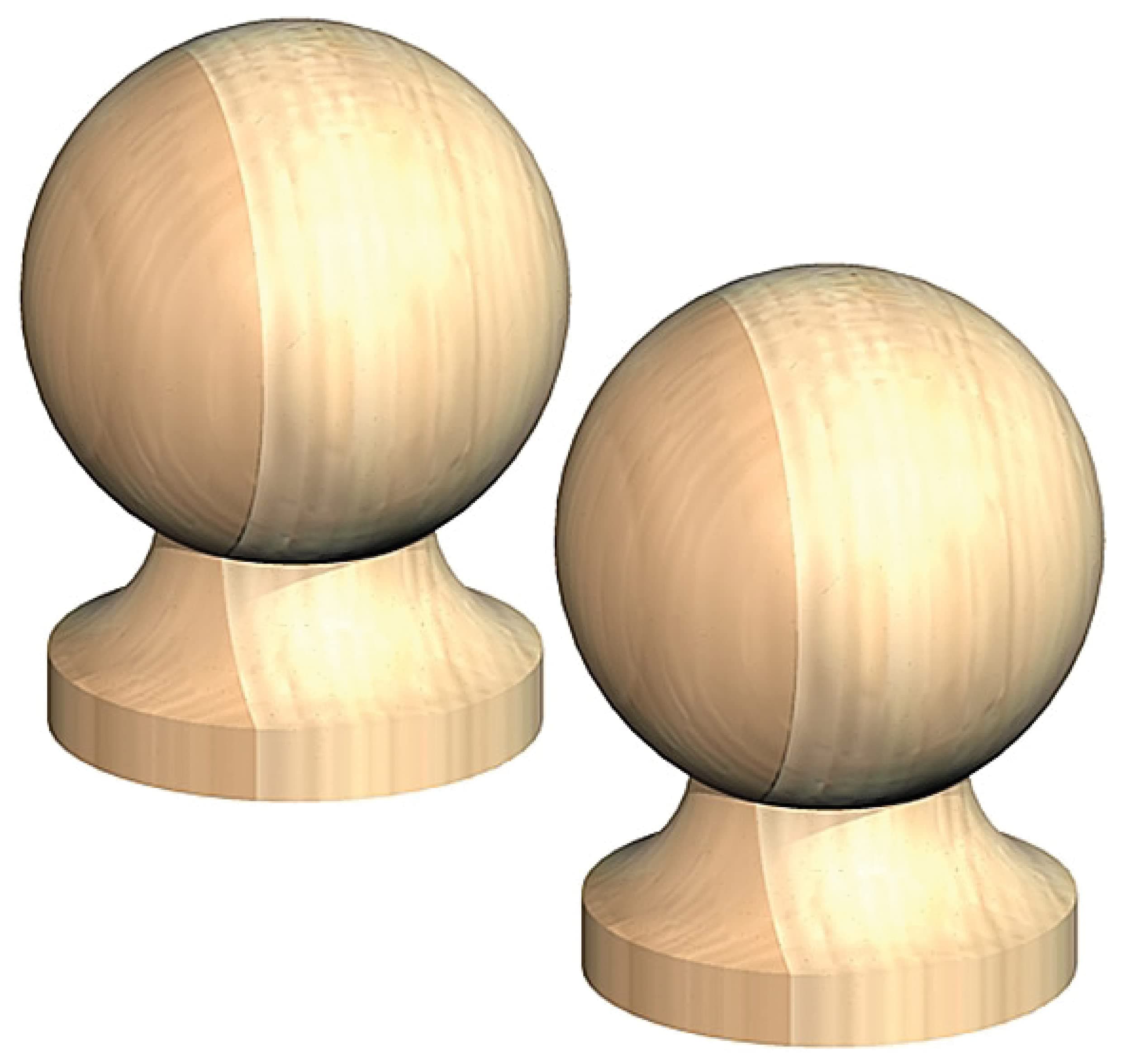 Round Wooden Post Top Finial Ball for 3" 75mm Post Cap Untreated Green Brown (Untreated Plain)