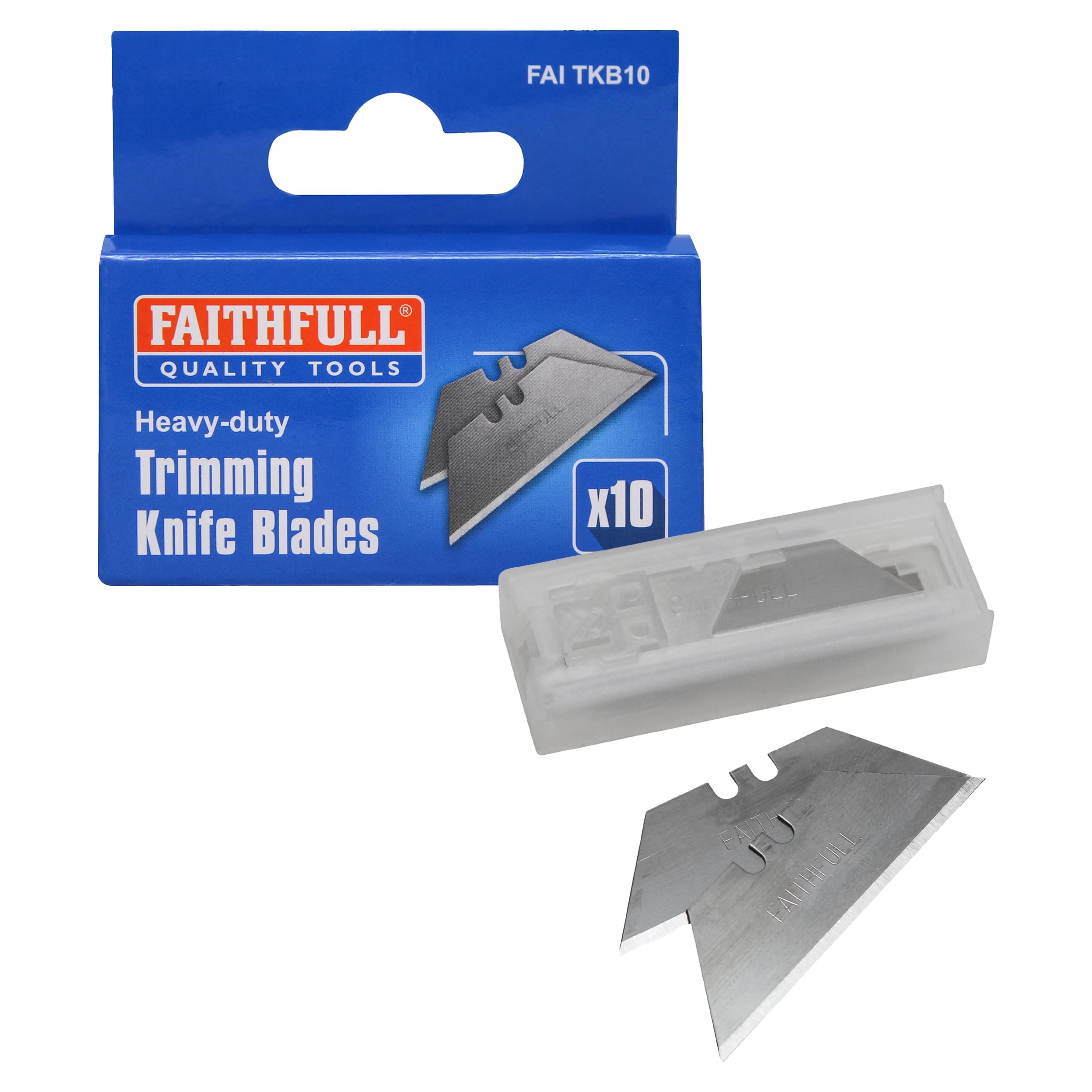 Faithfull Heavy-Duty Trimming Knife Blades with Wallet Dispenser – Pack of 10