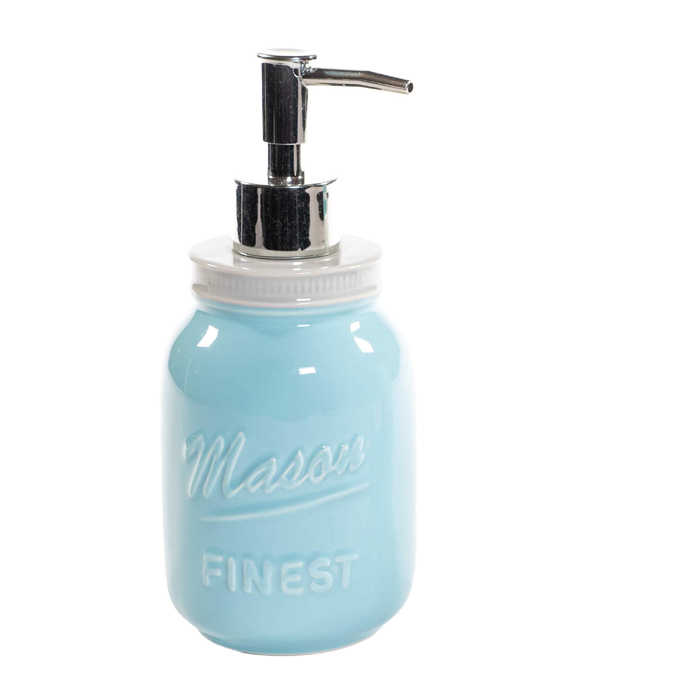 Mason Jar Soap Pump Dispenser - Rustic Farmhouse Jars for Your Kitchen or Bathroom Hand Soap, Dish Soap or Lotion (Blue)