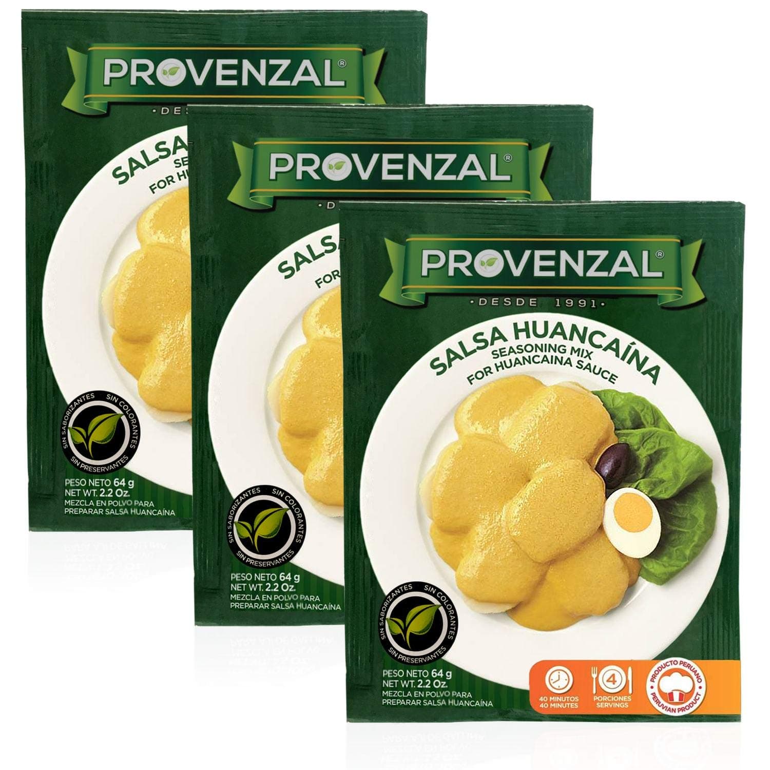 3 Packs of Provenzal Salsa a La Huancaina Sauce Mix 2.2 Oz.