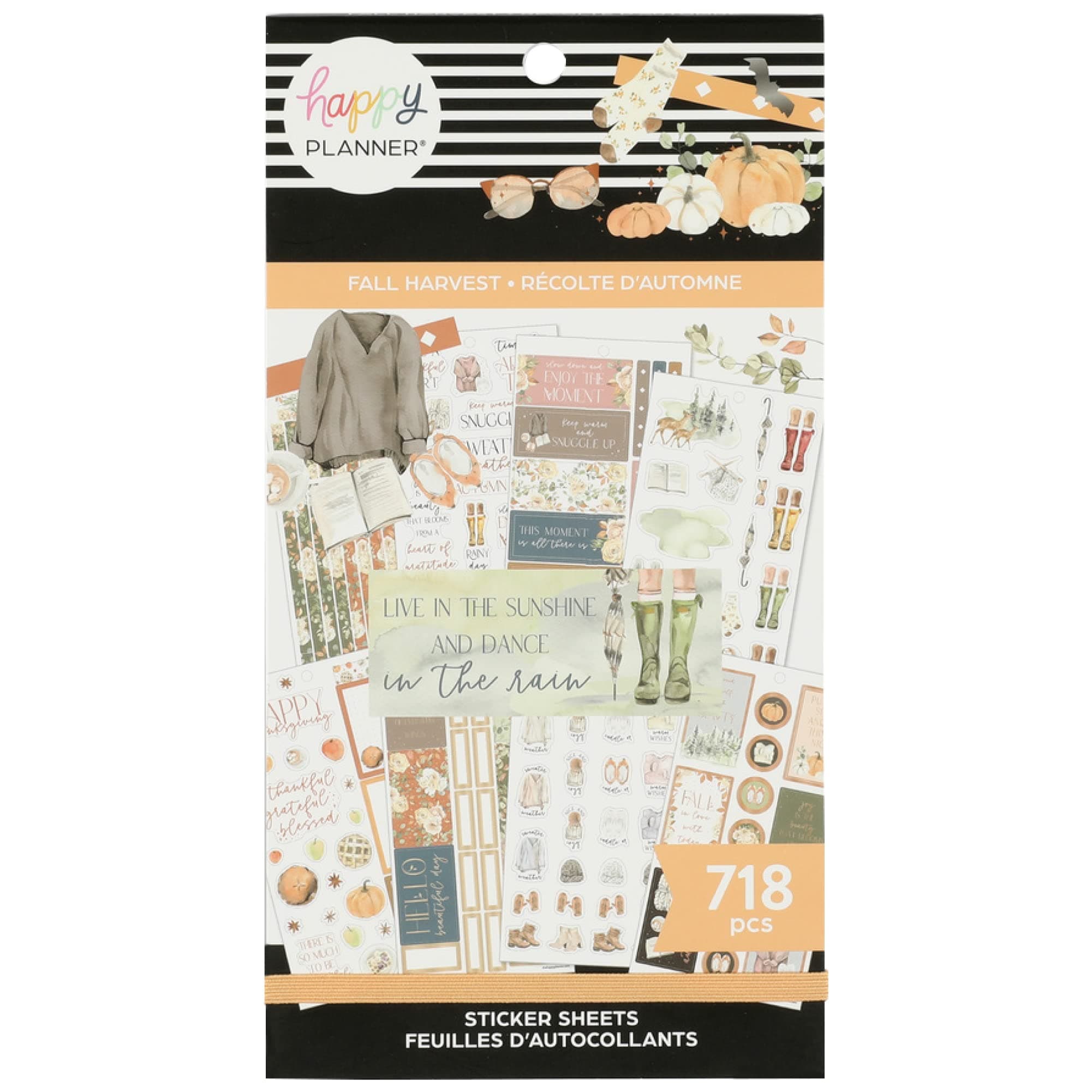 Happy Planner Sticker Pack for Calendars, Journals, and Diary Planners, Multicoloured Scrapbook Accessories, Seasonal Planner Stickers, Fall Harvest Theme, Classic Size, 30 Sheets, 718 Total Stickers