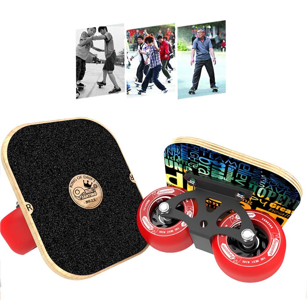 CHHBOXCHH Street Surfing Caster，Lightweight Wave Board With Wheel，Skate Board 2 Soft PU Wheels，For Adult Boys Girls, Children As A Gift,Red