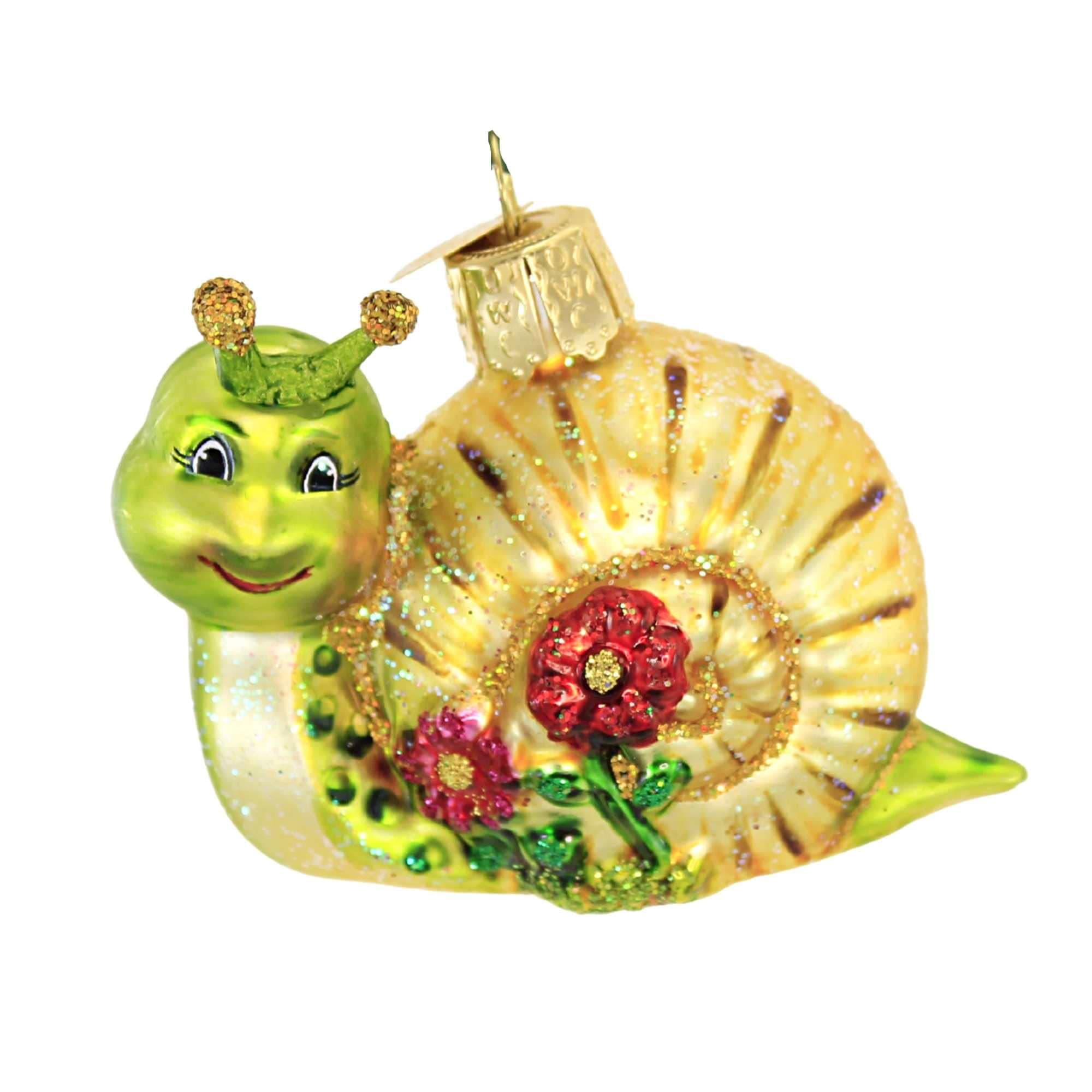Old World Christmas Smiley Snail Glass Blown Ornament for Christmas Tree