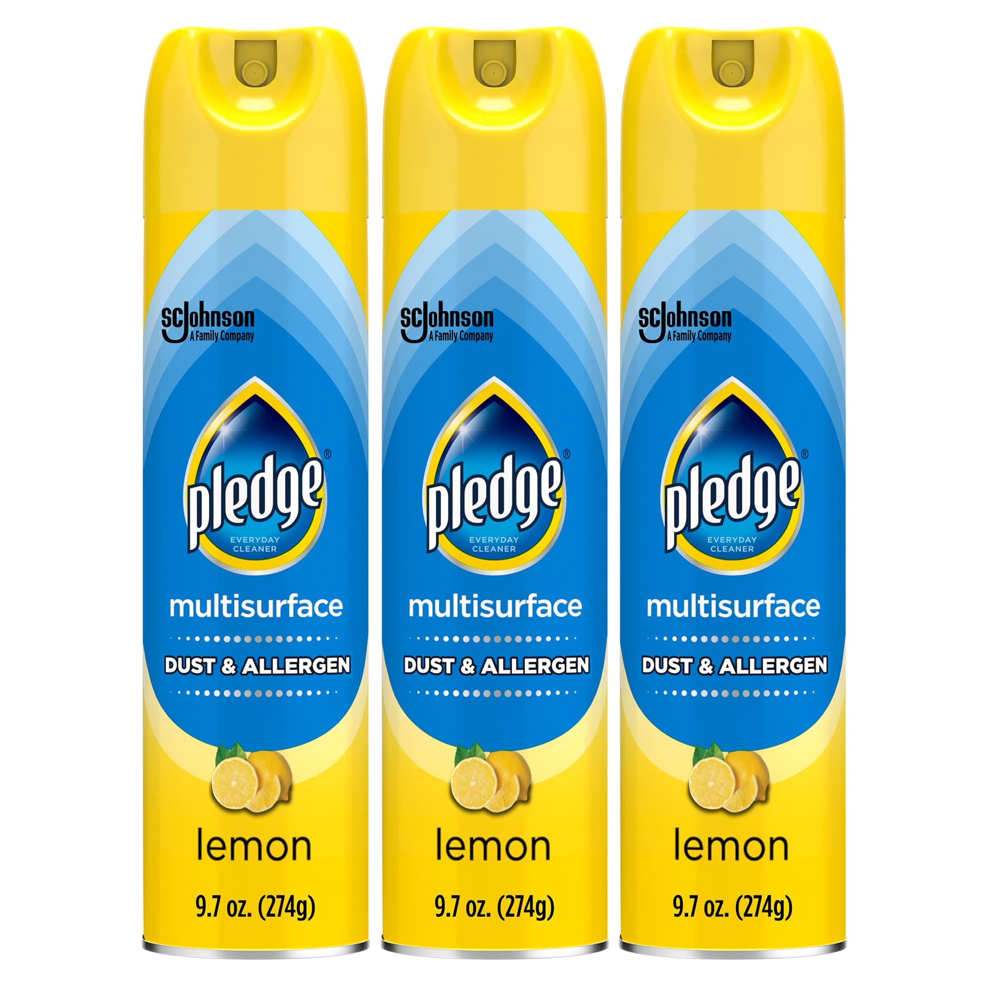 Dust & Allergen Multisurface Cleaner, Aerosol Spray, Lemon Scent, 9.7oz (Pack of 3)