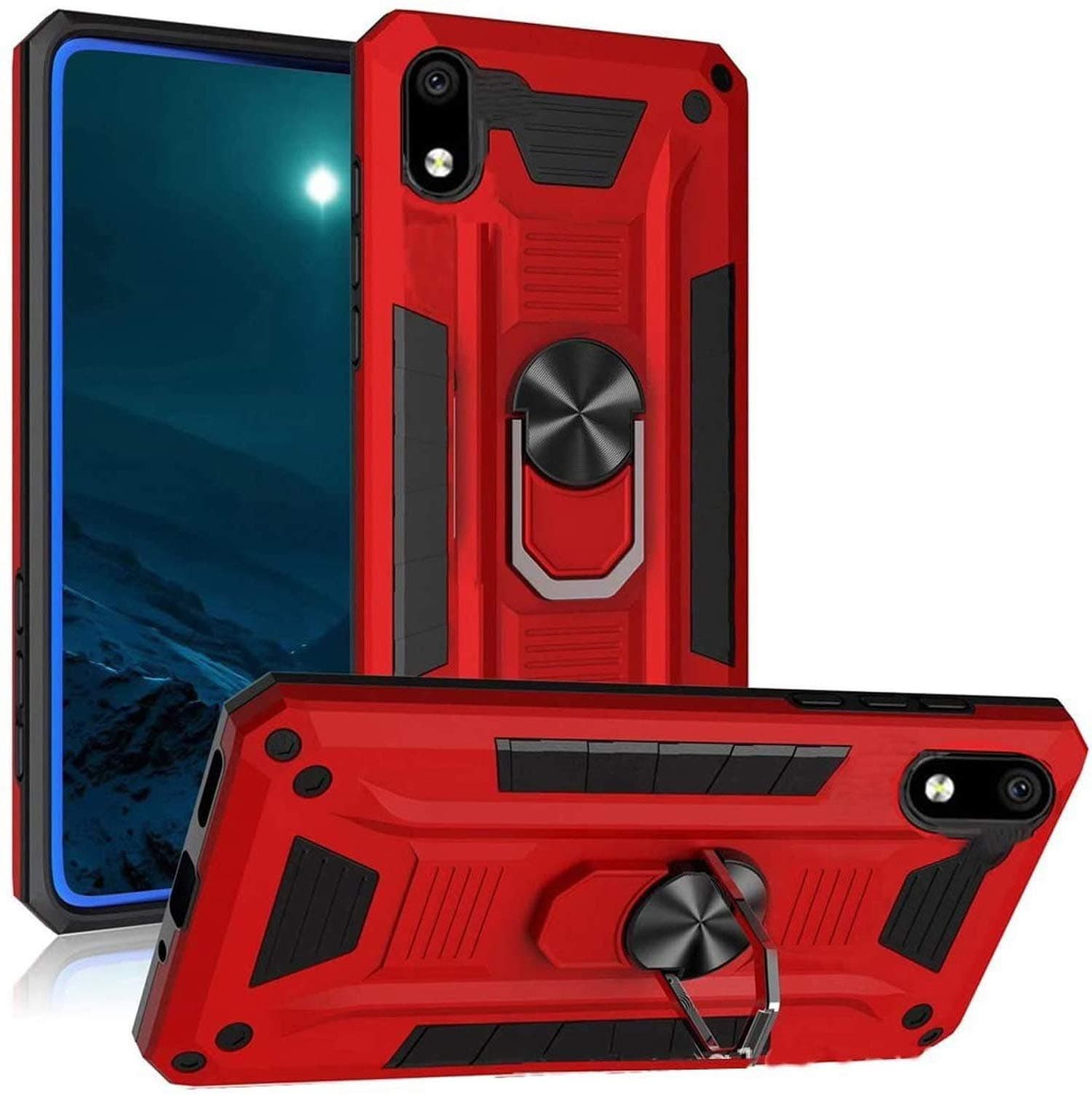 for ZTE Avid 579 Case,ZTE Blade A3 2020 Cases,Military Grade Shock Protective Kickstand 360 Ring Holder Defender Hybrid Hard Back Phone Cover for ZTE Blade A3 2020 -Red