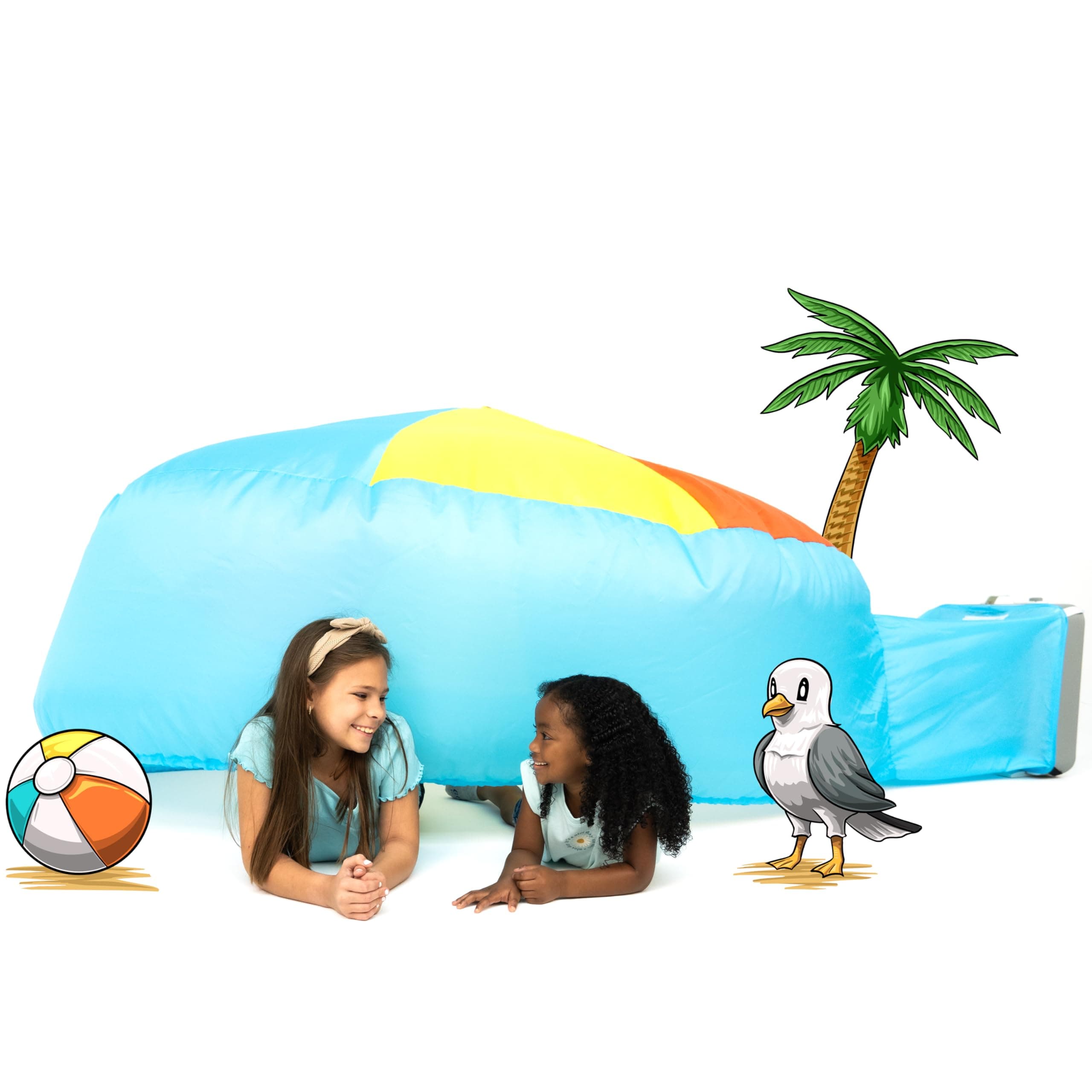 The Original Patented AirFort - Build A Fort in 30 Seconds, Inflatable Fort for Kids, Play Tent for 3-14 Years, A Playhouse Where Imagination Runs Wild, Fan not Included (Beach Ball Blue)