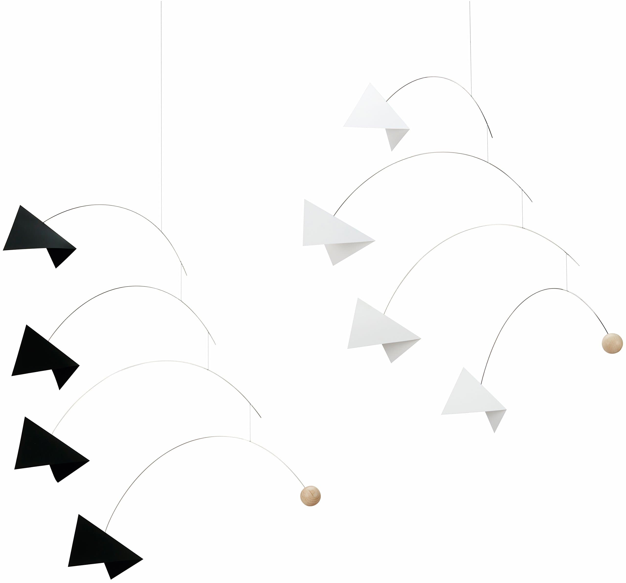 Mirage Black and White Hanging Mobile - 24 Inches Beech Wood - Handmade in Denmark by Flensted